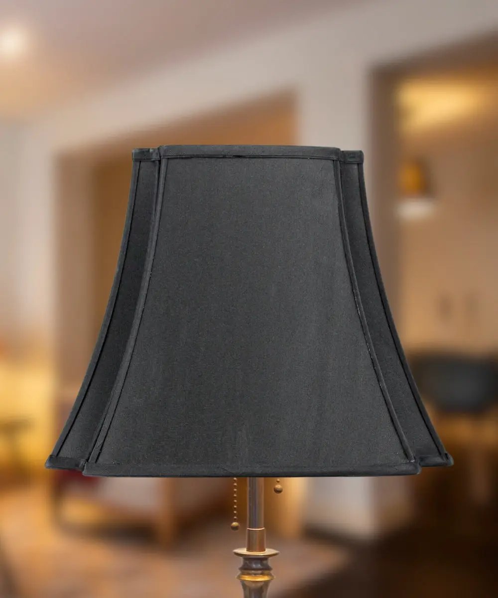 Lampshade | Shantung Fabric | Black With Gold Lining | 16 By 13 Inch