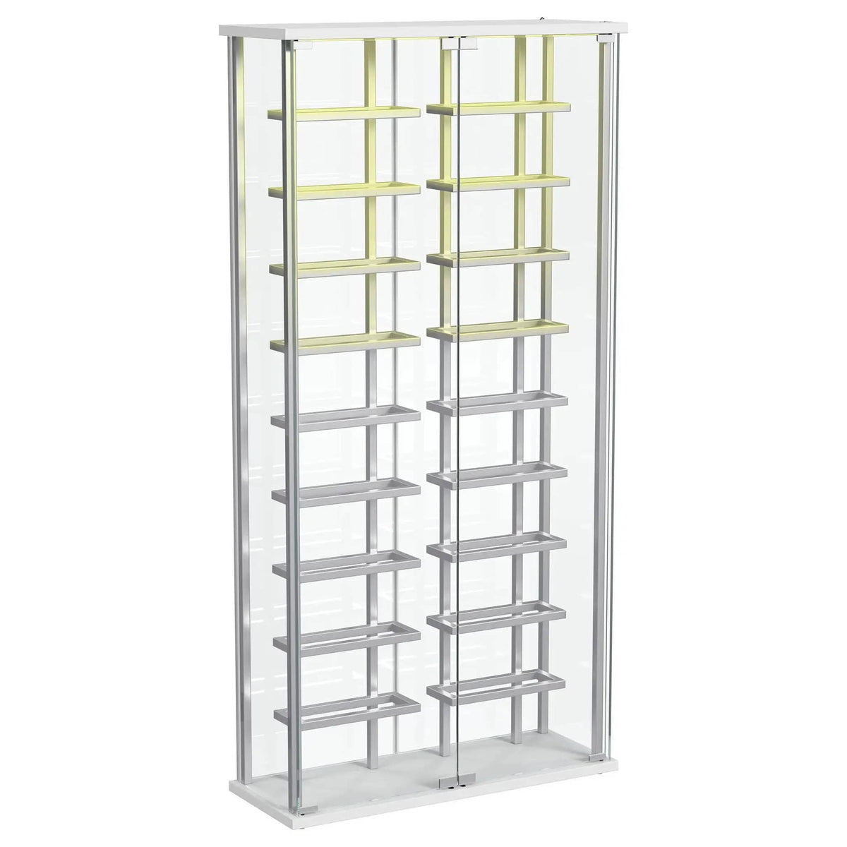 Montara Tempered Glass Wine Storage LED Curio Cabinet Chrome | 31.5 x 11.75 x 64.25 in | Tempered Glass | Home