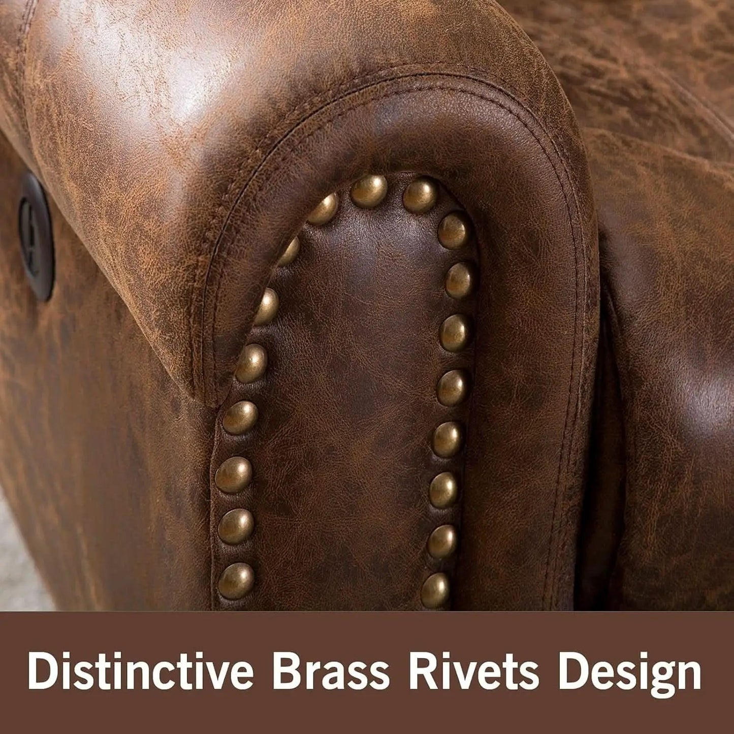 Electric Power Recliner Pair Nut Brown Leather With USB Port from PriceLows™