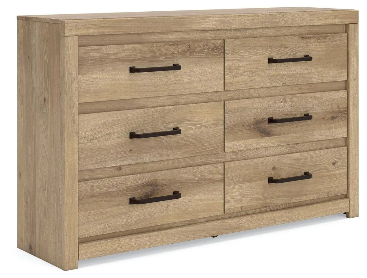 Dresser | Five Drawers | Natural Brown Finish | Modern Rustic Design