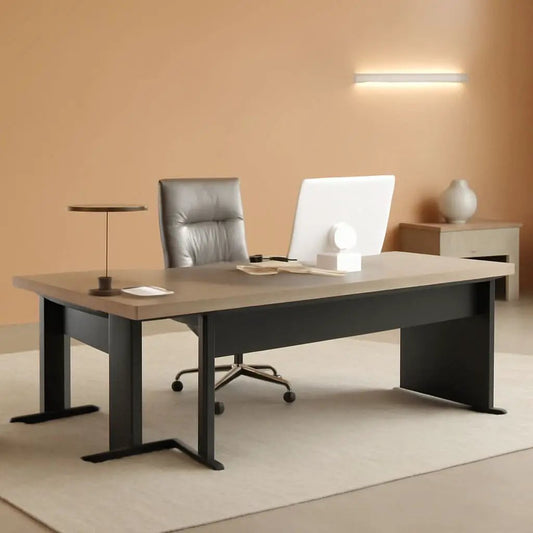 83 Inch L Shaped Office Desk Gray Executive Desk Large from PriceLows™