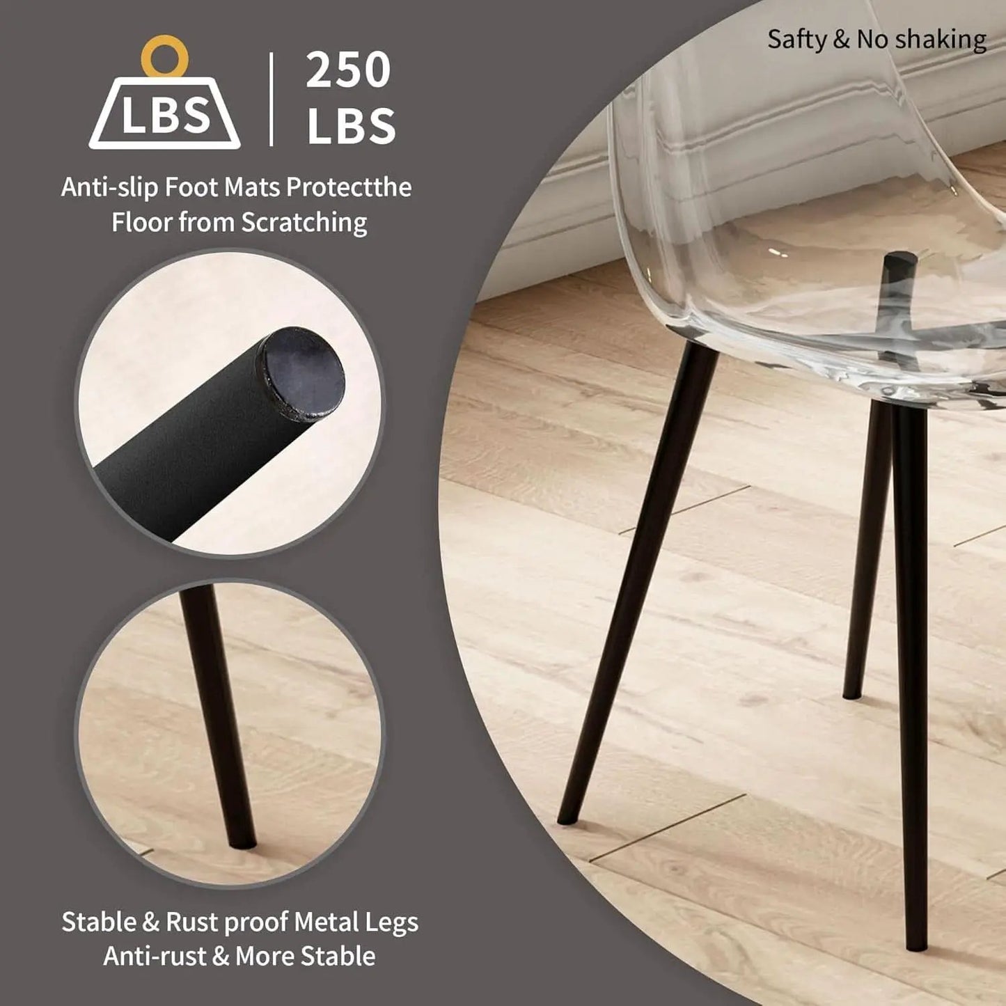 Clear Acrylic Dining Chairs Set of 4 With Black Legs from PriceLows™
