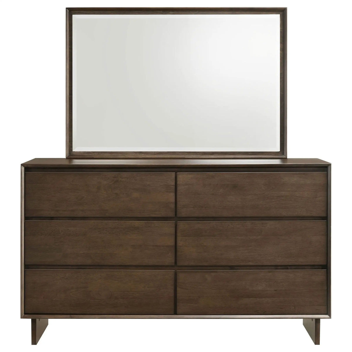 Glenwood 6-drawer Dresser and Mirror Warm | 64 x 20 x 72.25 in | Wood | Brown