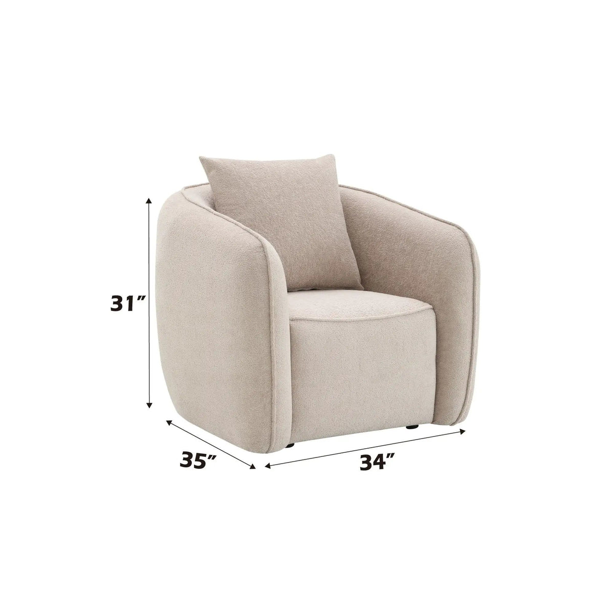 Keith Chair With 1 Matching Color Toss Pillows | 2 Pieces | Solid Wood & Plywood | Living Room