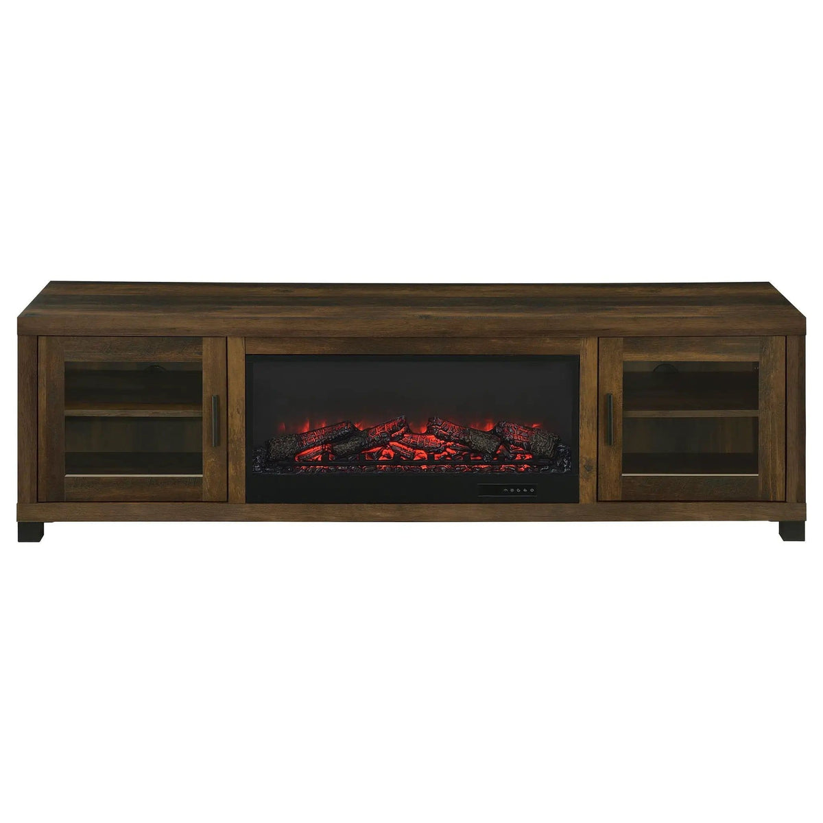 Havering 71-inch TV Stand Fireplace Media Console Dark Pine | 70.75 x 15.5 x 21 in | Tempered Glass | Living Room