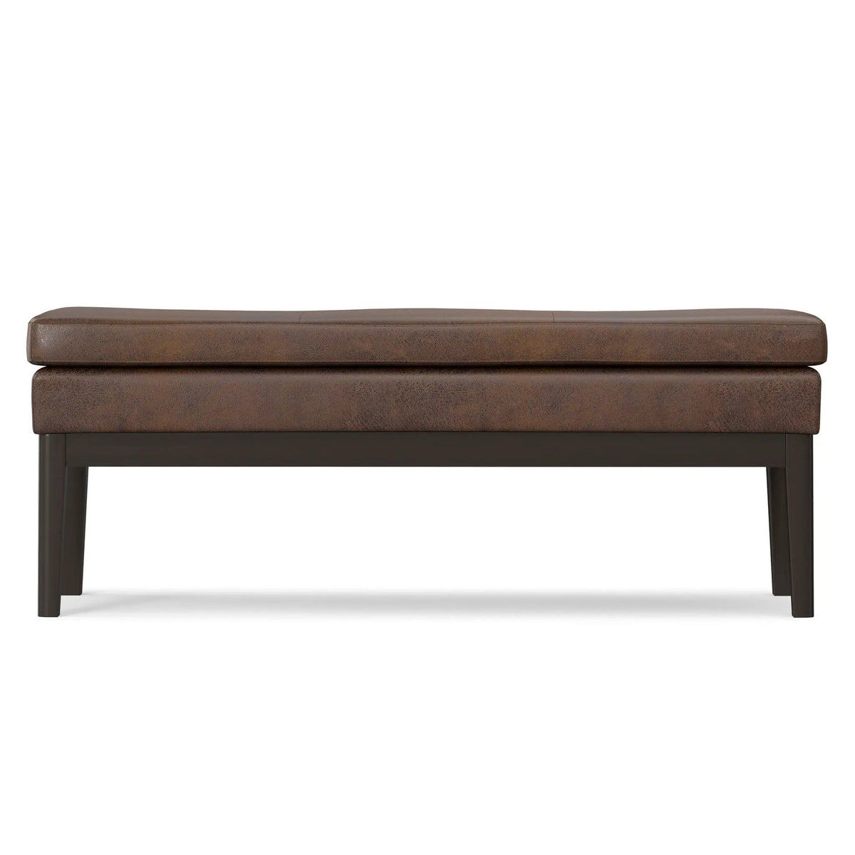 Carlson Ottoman Bench | Mid-Century Design | Top Stitching Detail | Webbed Seat Support