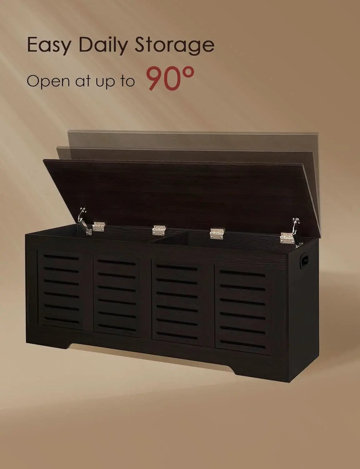 Espresso 47.3Inch Wood Storage Chest FlipTop Hinges from PriceLows™