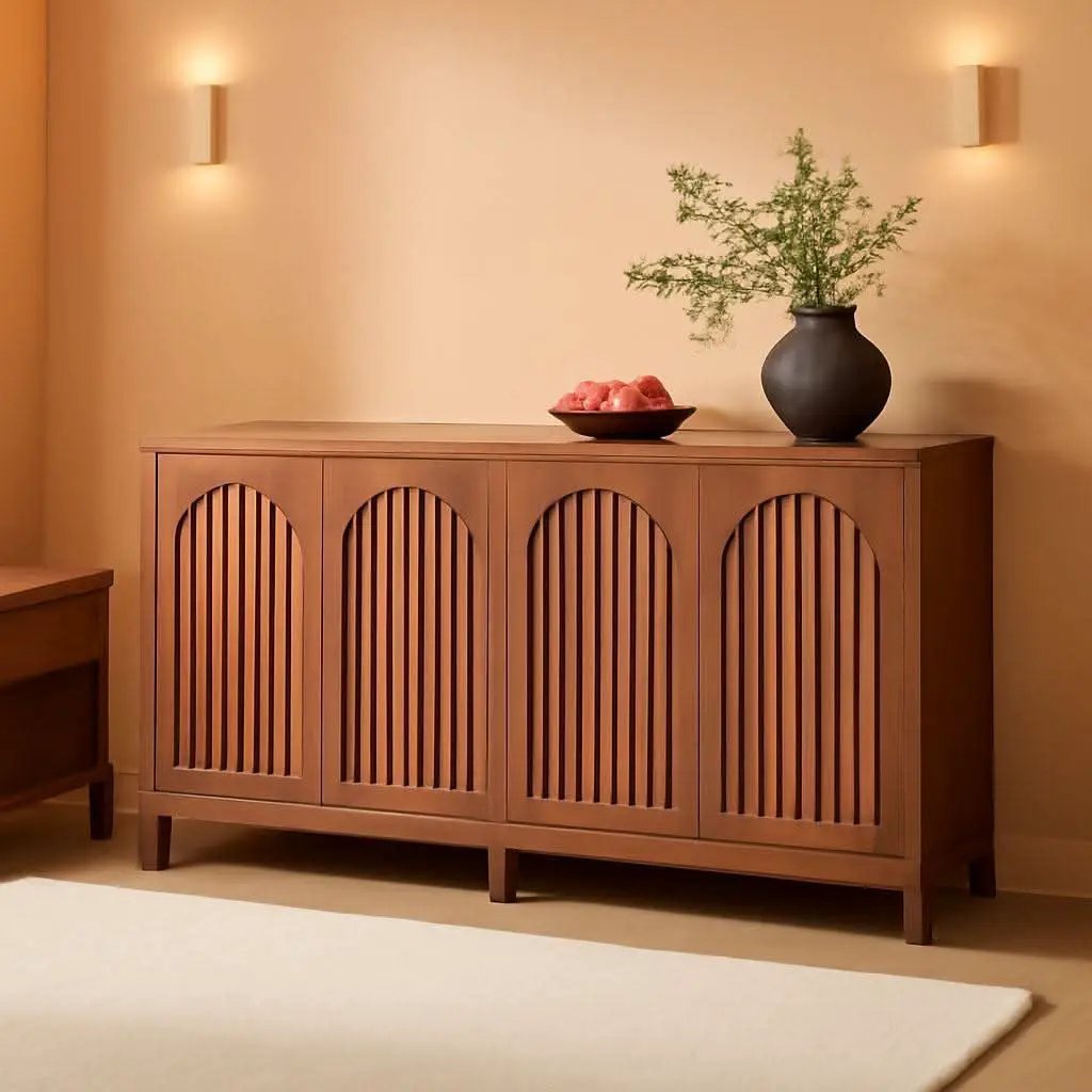 57 Inch Farmhouse Sideboard Cabinet With Adjustable Shelves from PriceLows™