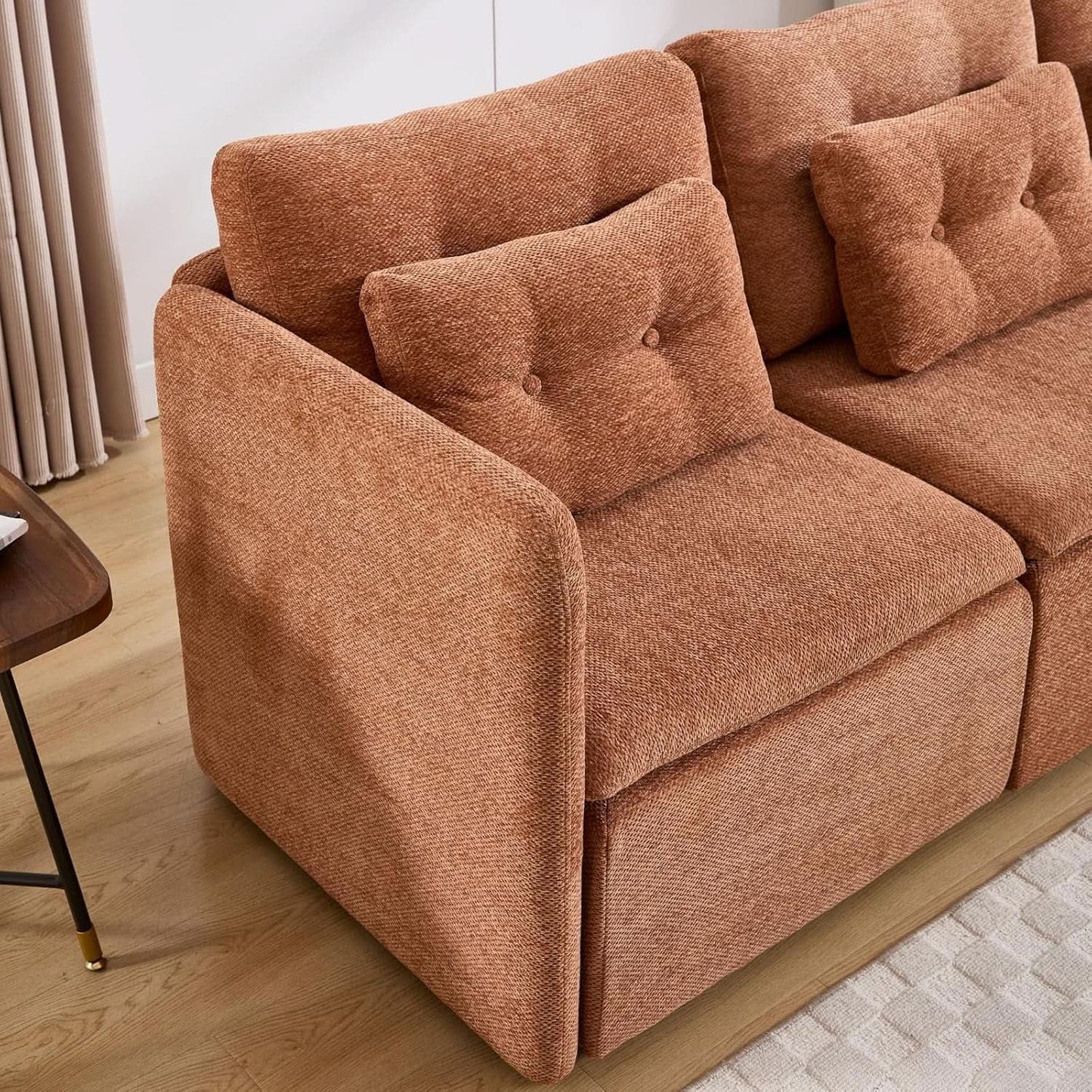 56 Inches Wide Chenille Sectional Loveseat Espresso from PriceLows™