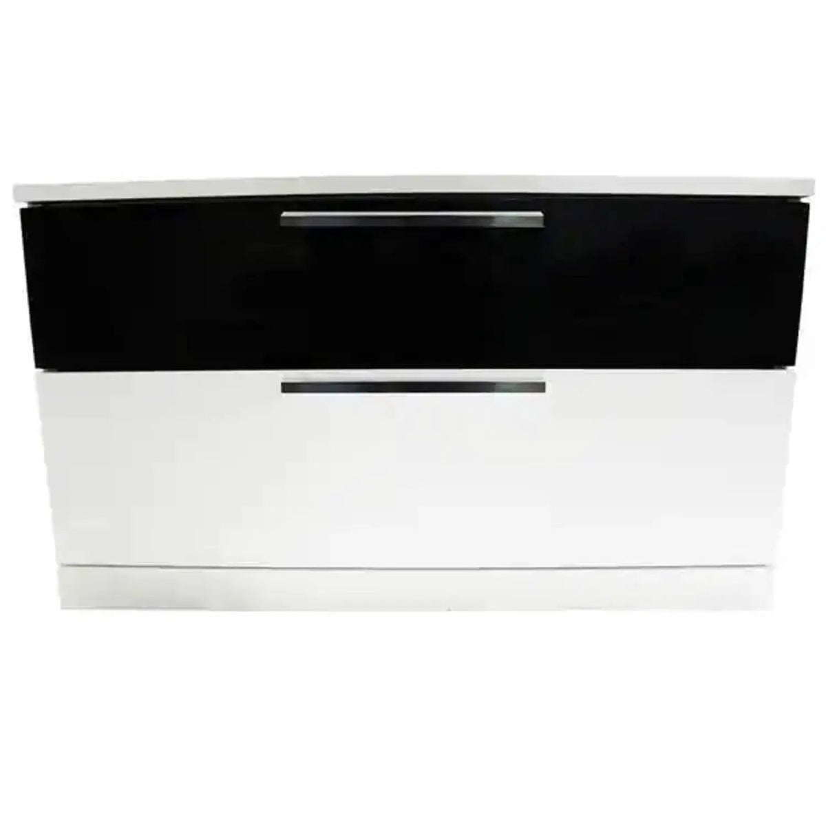 Nightstand | Dual Drawers | High Gloss Finish | White And Black