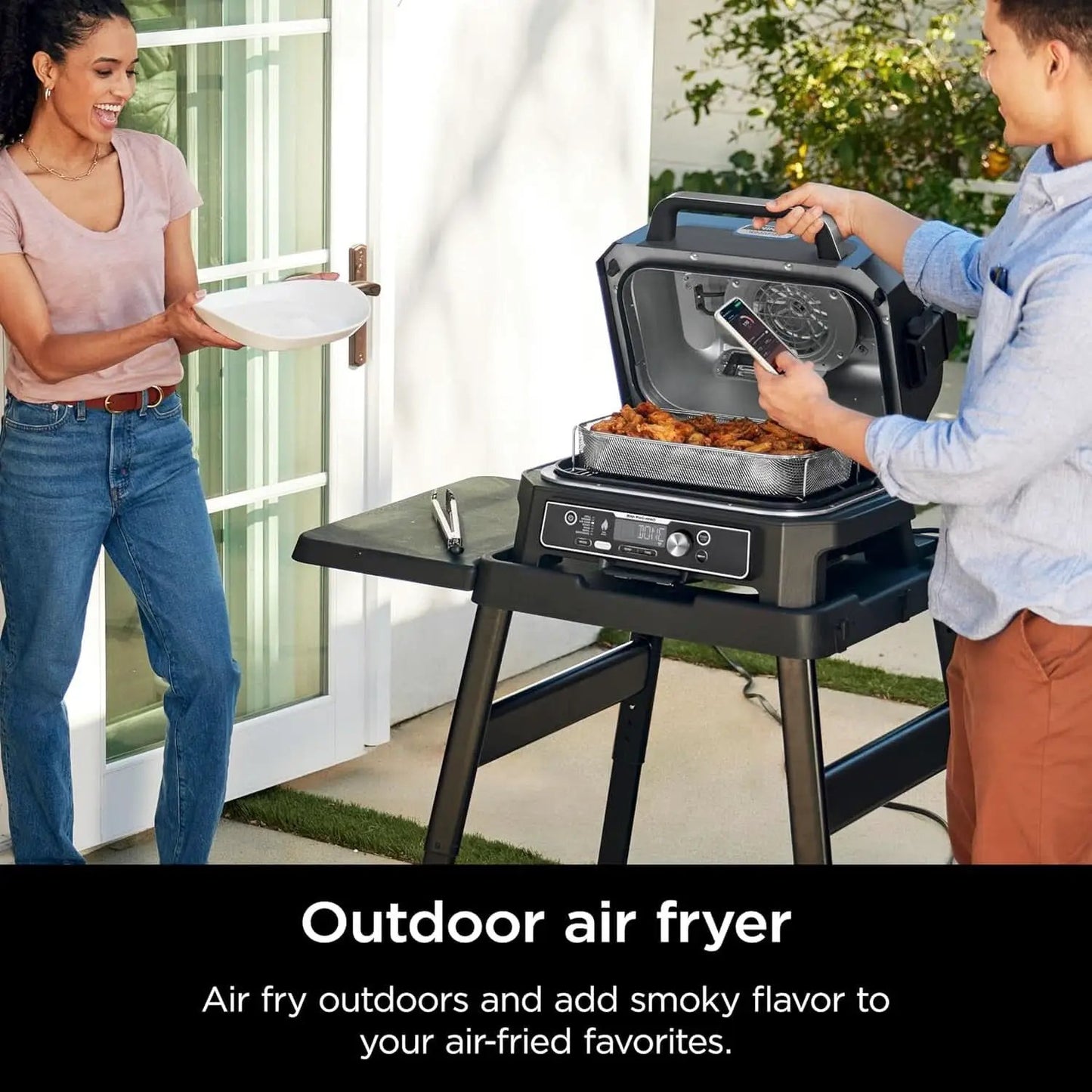 XL Smart Grill Smoker 7 In 1 With App Control Black from PriceLows™