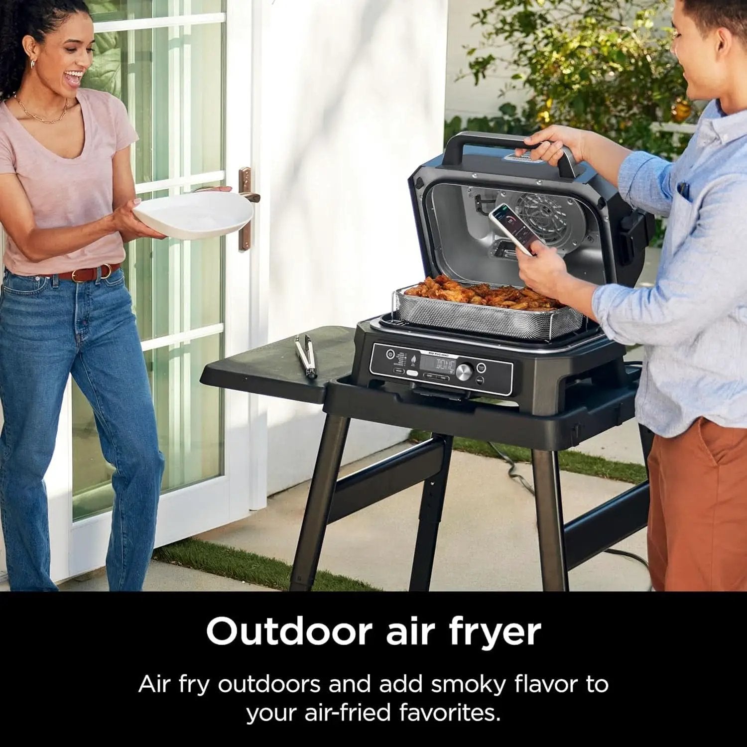 XL Smart Grill Smoker 7 In 1 With App Control Black from PriceLows™