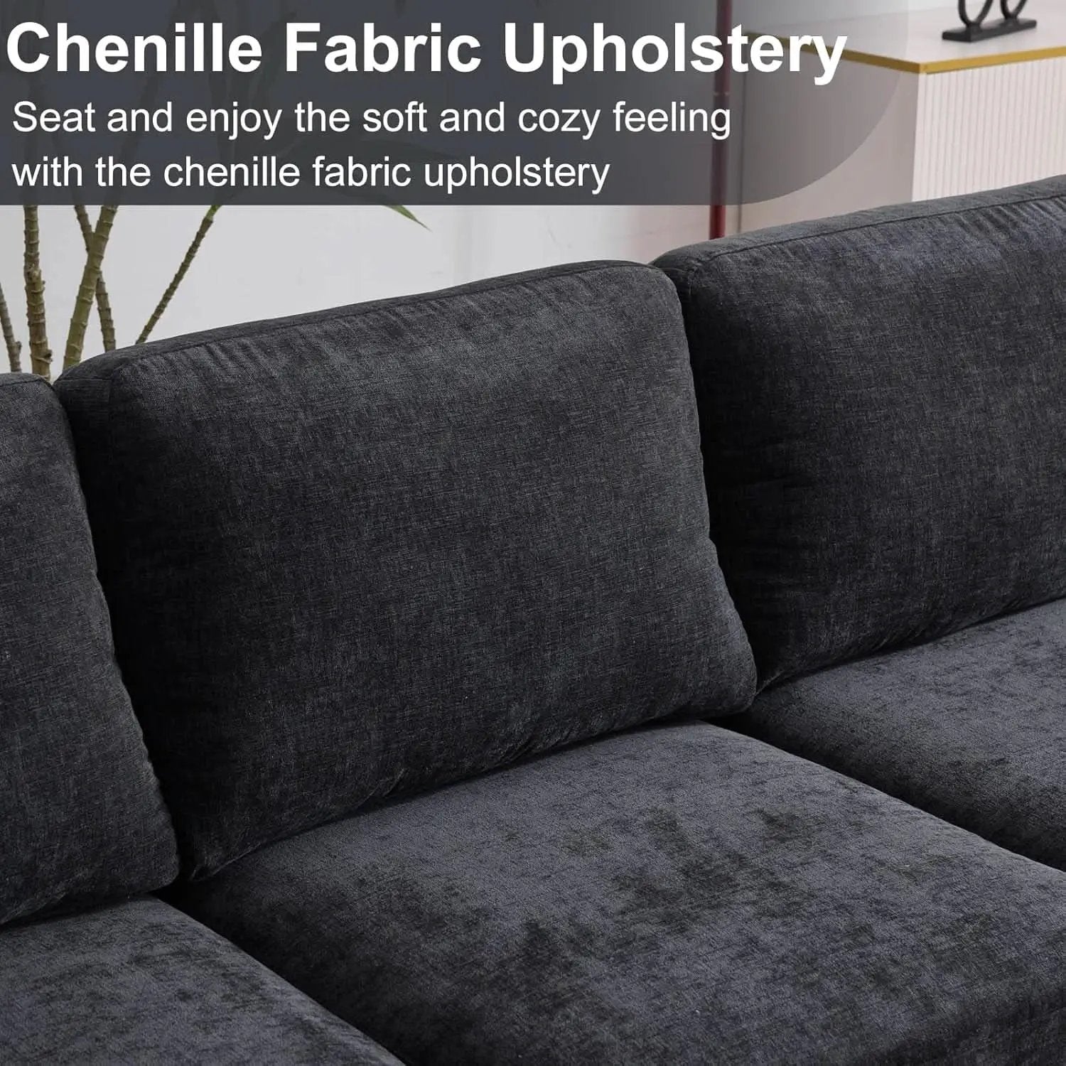 U Shape Sectional Sofa 111 Inch Black Living Room Setup from PriceLows™