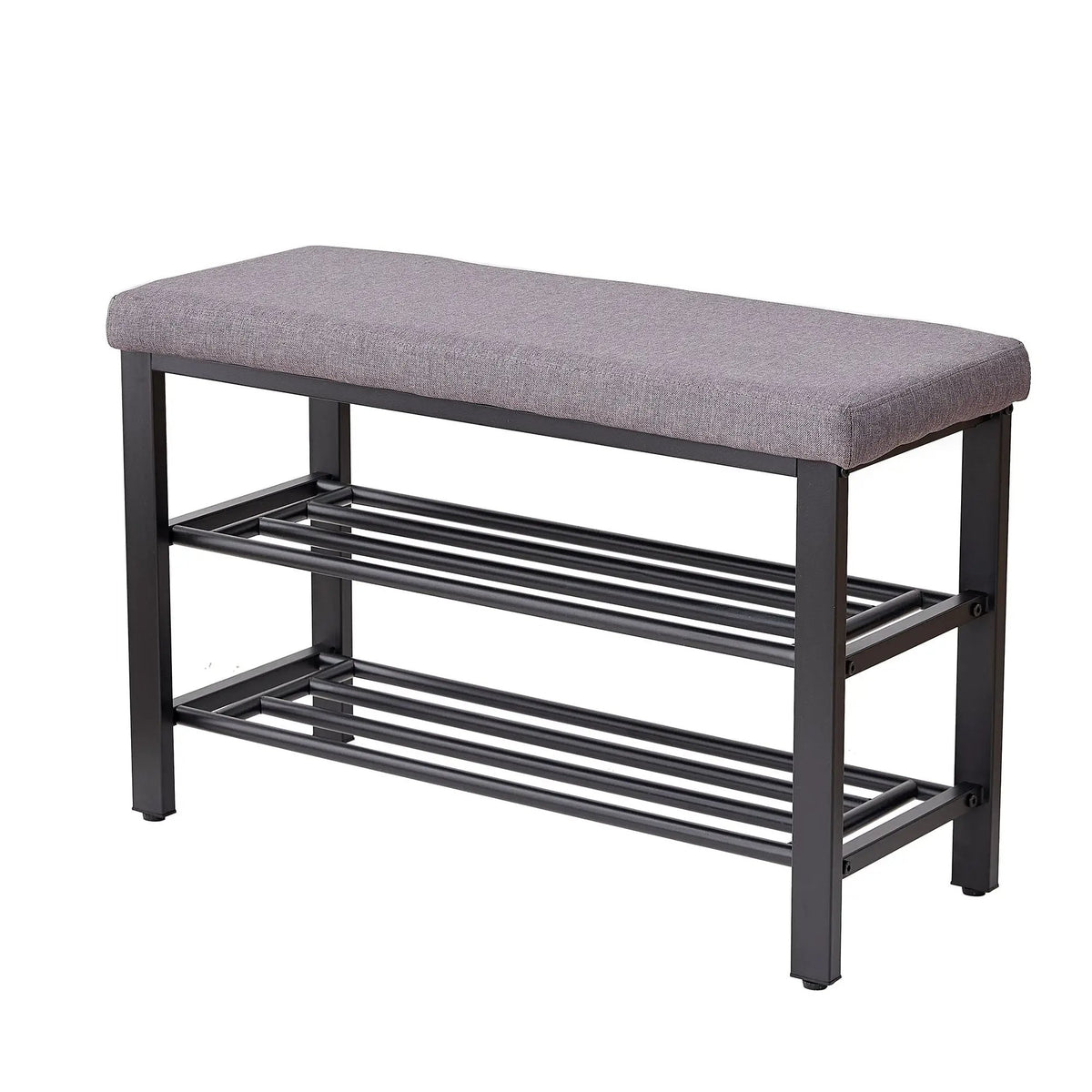 Entryway Shoe Bench | Cushioned Storage Seat | Durable Metal Frame | Hidden Storage Shelf