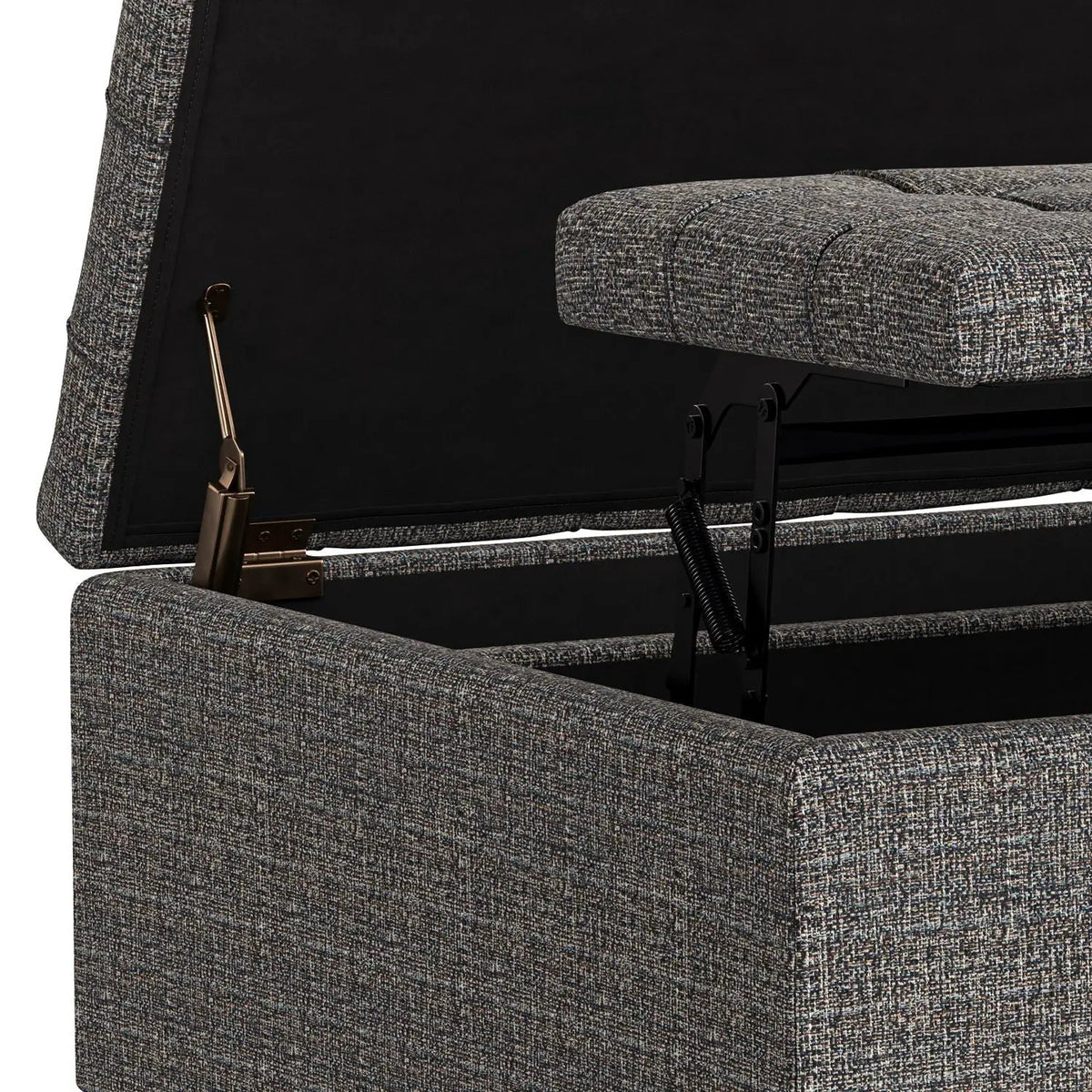 Coffee Table Storage Ottoman | Lift Top Hinge | Solid Wood Base | Large Square