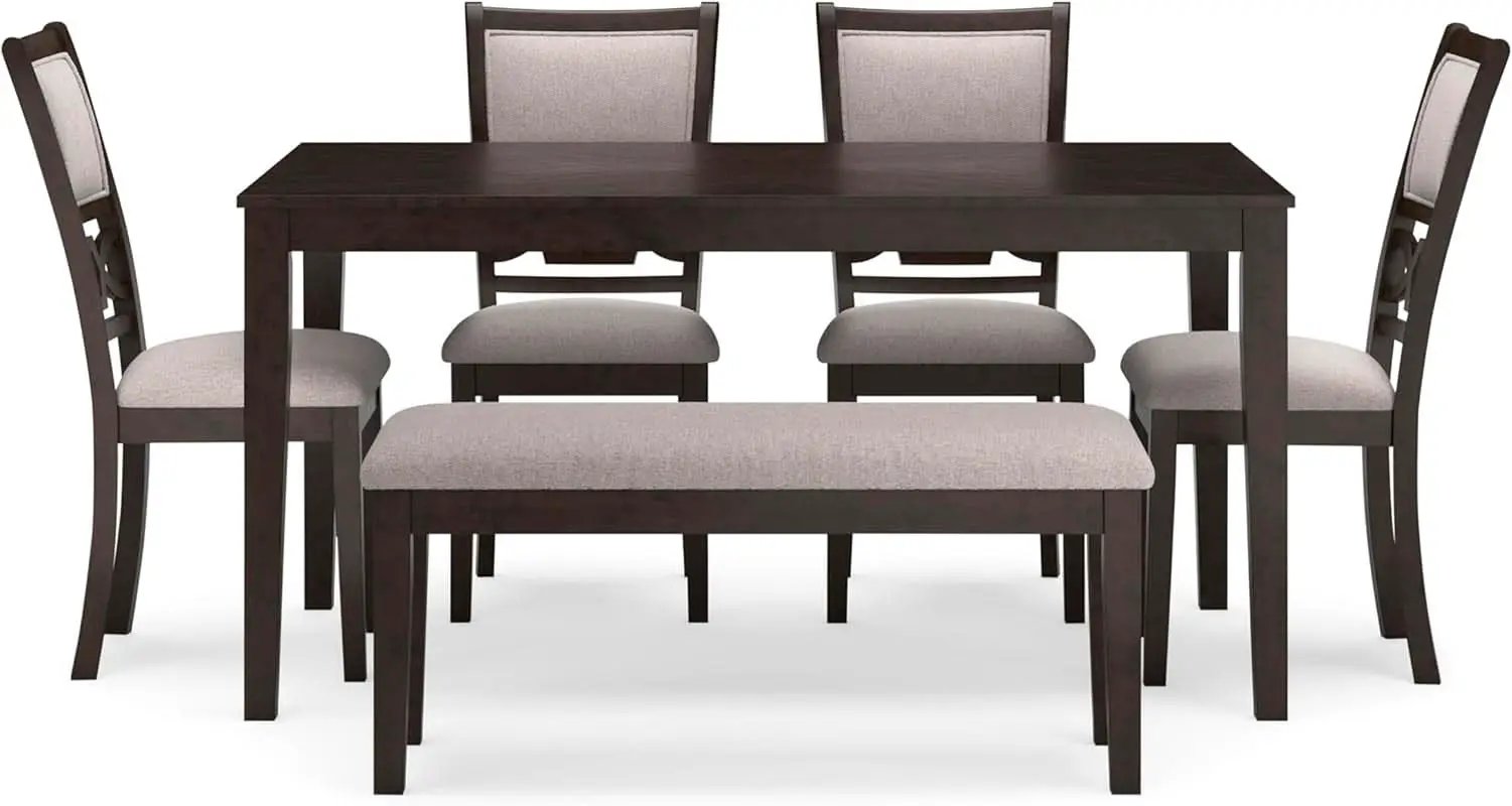 Cherry Brown Transitional Table Set Cushioned Chairs from PriceLows™