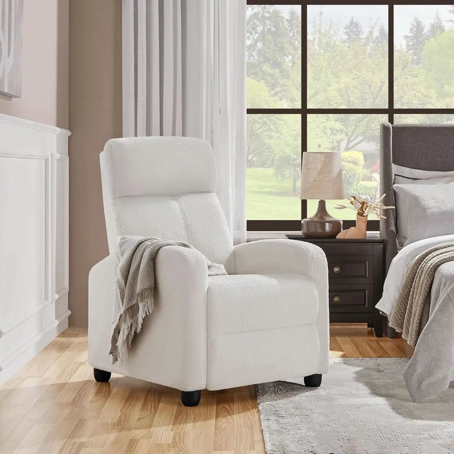 Cream Boucle Adjustable Recliner Chair For Living Room from PriceLows™
