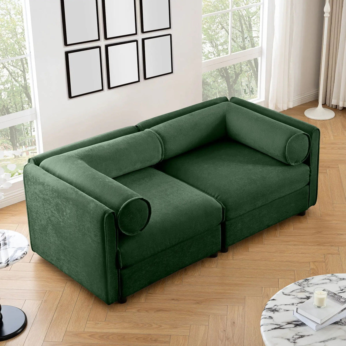 Stylish Sofa With Storage Seat And Cylindrical Backrest | Stationary Sofa | Living Room Furniture | Living Room