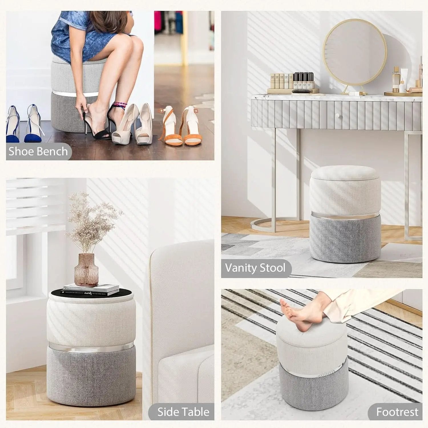 Gray Nesting Storage Ottomans With Hidden Capacity from PriceLows™