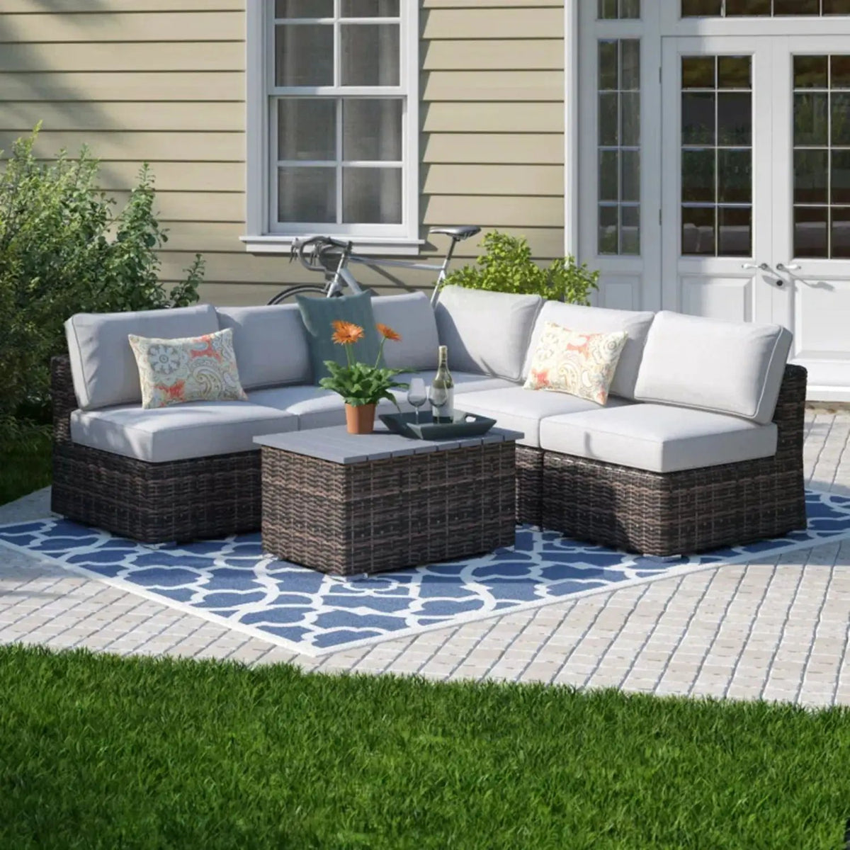 Wicker Sectional Sofa Set | Rustproof Aluminum Frame | Oversized Comfort | Weather-Resistant Wicker