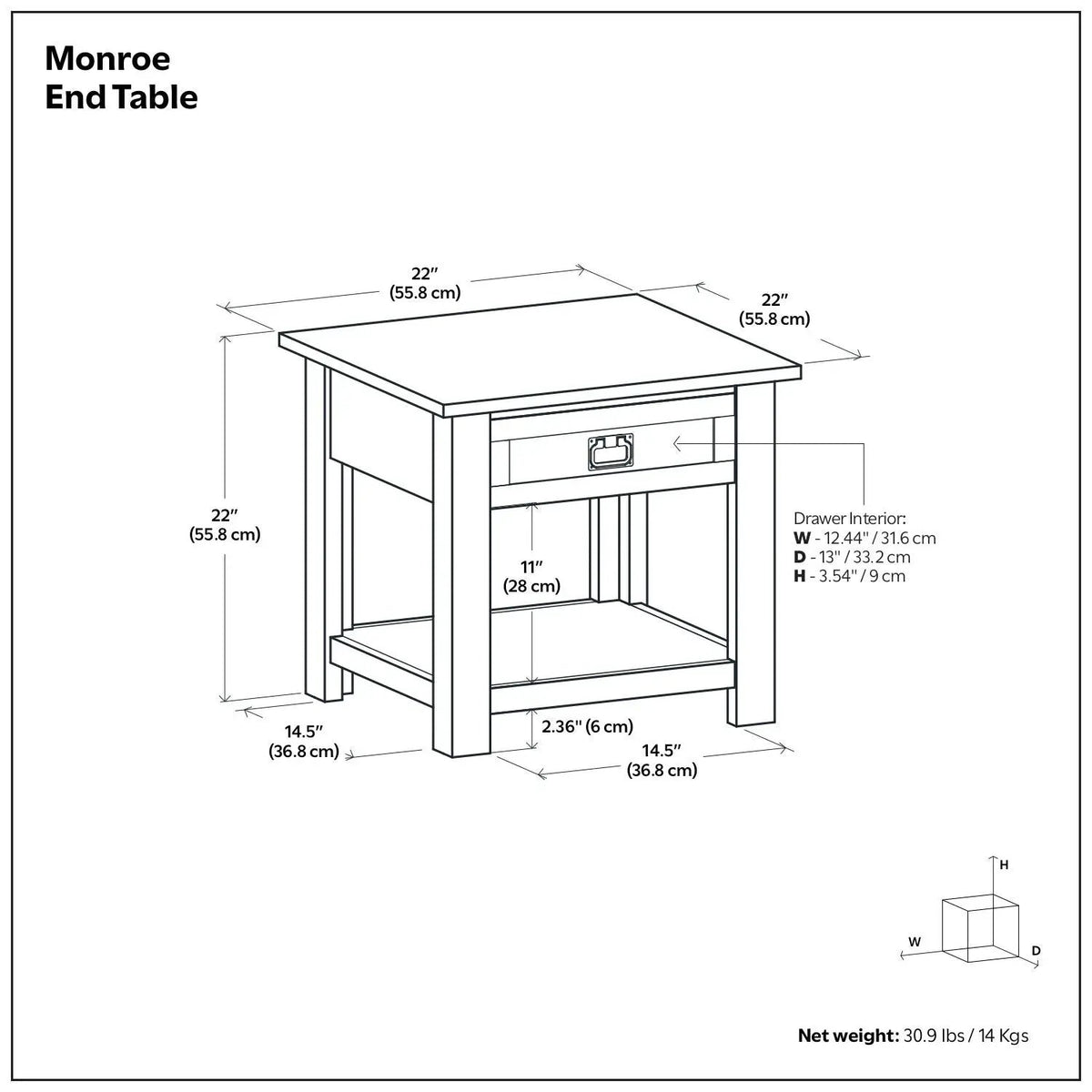 Monroe Handcrafted Side Table | Solid Acacia Hardwood | NC Lacquer Finish | 38 Inch Square