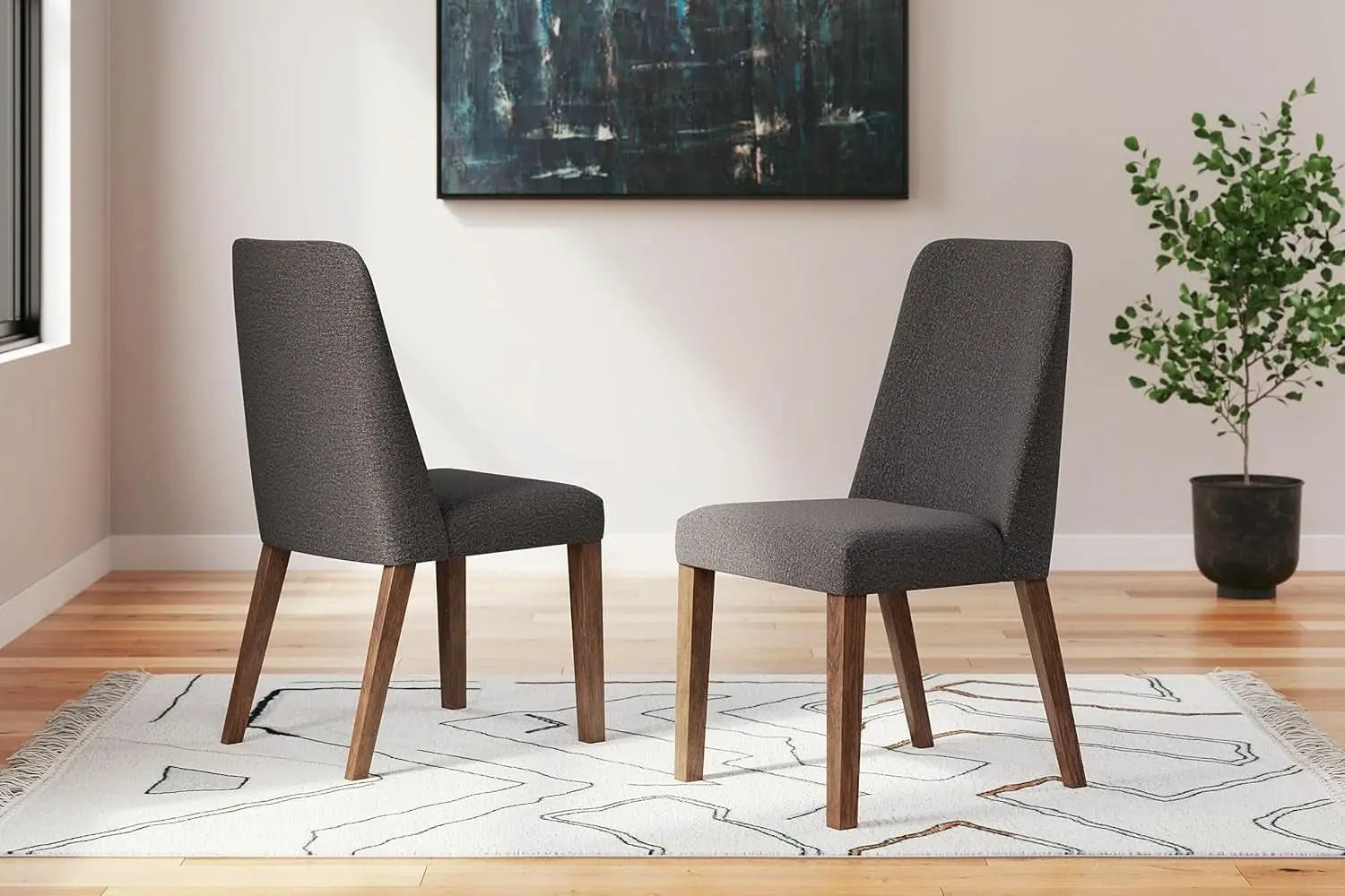 Upholstered Dining Chair, Foam Cushion, Dark Gray Set Of 2 from PriceLows™