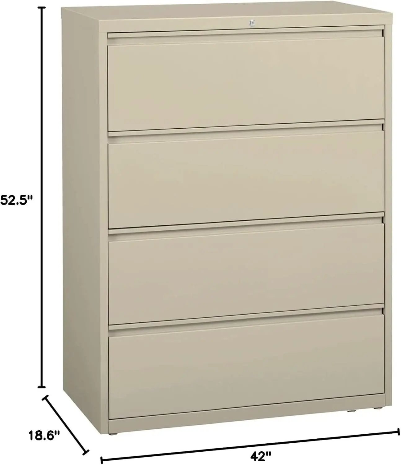 Four Drawer Lateral File Cabinet 42 By 18-5/8 By 52-1/2 Inch Putty from PriceLows™