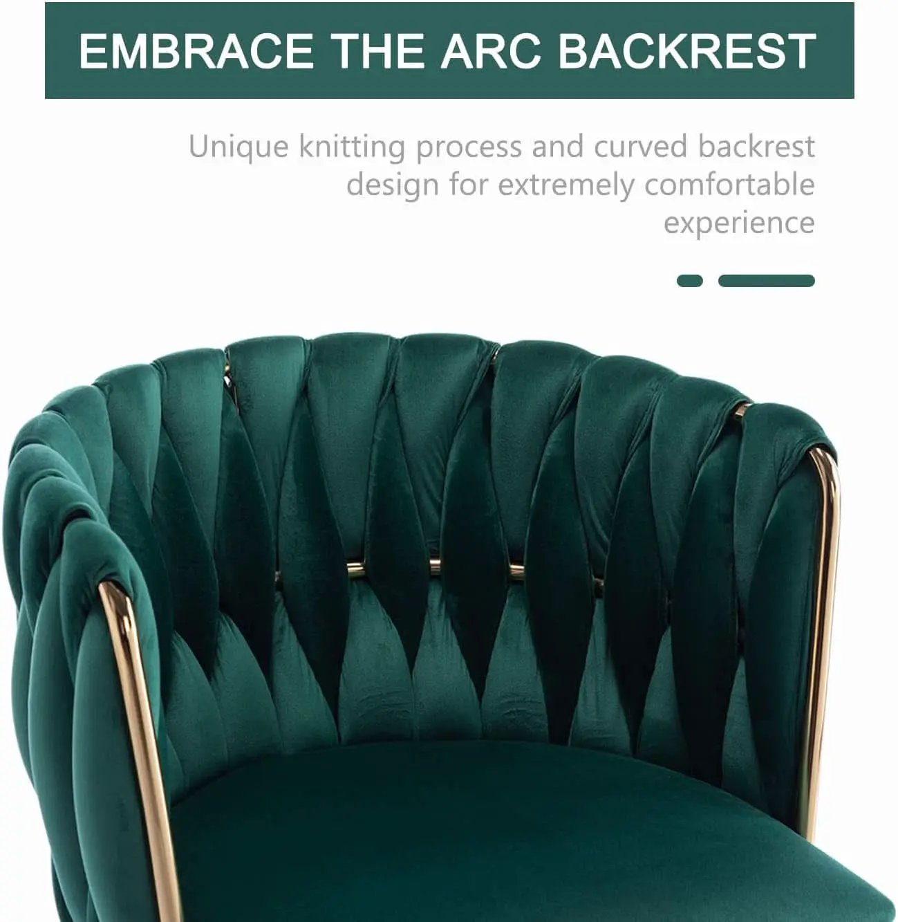 Velvet Dining Chairs Set of 4 With Gold Metal Legs in Green from PriceLows™
