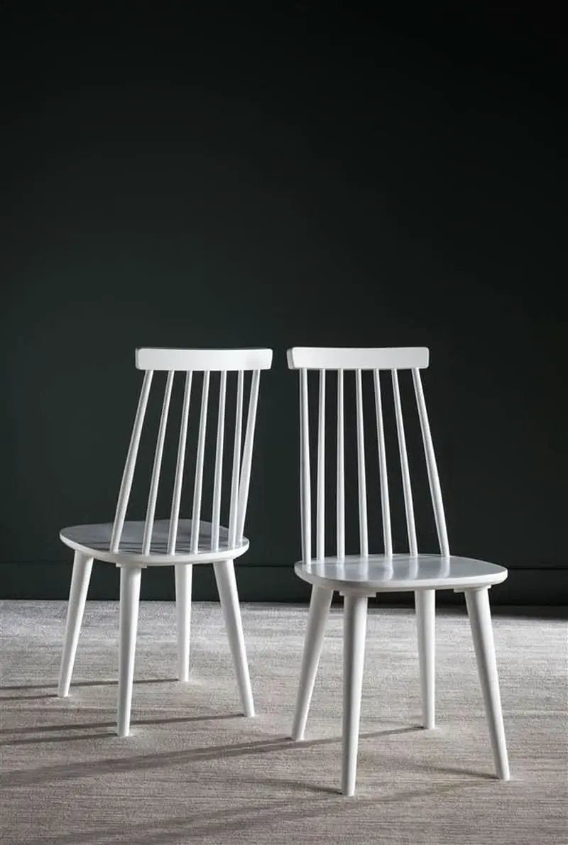 White Farmhouse Spindle Dining Chair Set Of 2 For Kitchen from PriceLows™