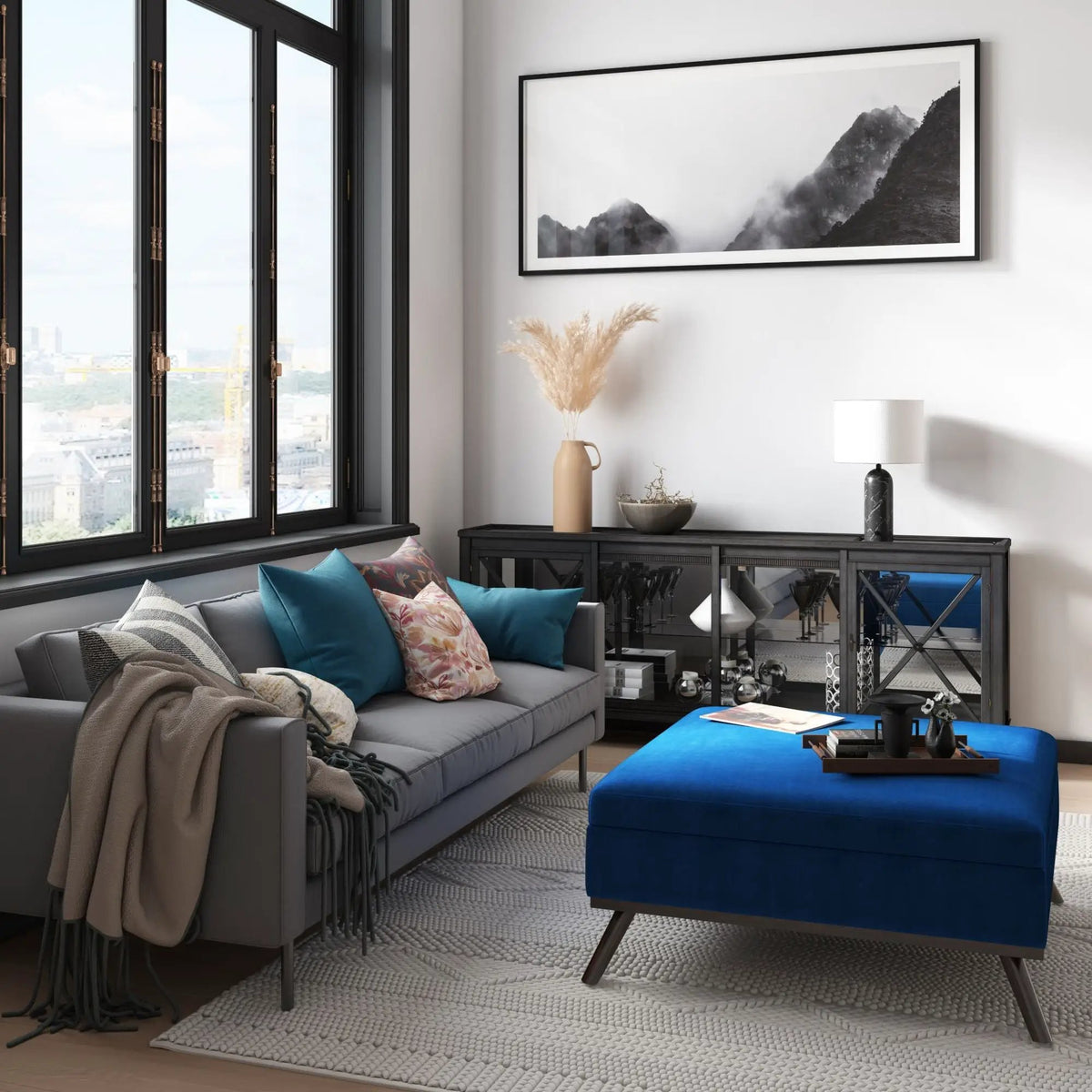 Owen Square Coffee Table Storage Ottoman | Hydraulic Lift-Up Lid | Multifunctional | 35.8 Inch Width