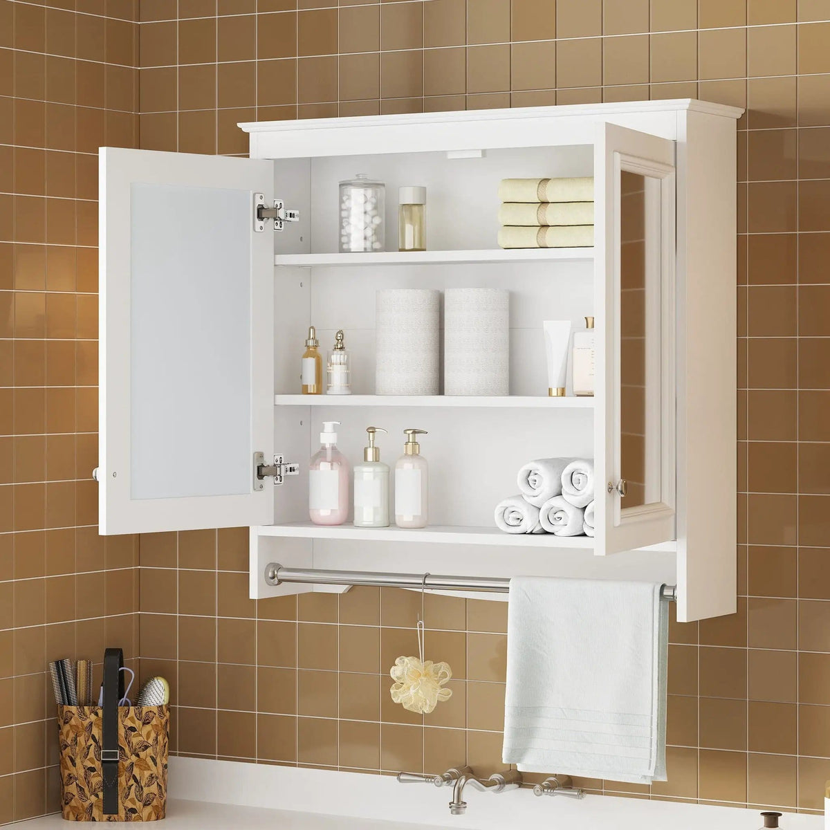 Modern Wall-Mounted Mirror Cabinet With Adjustable Shelves, Soft-Close Doors | 2 Pieces | Home Furniture | Home