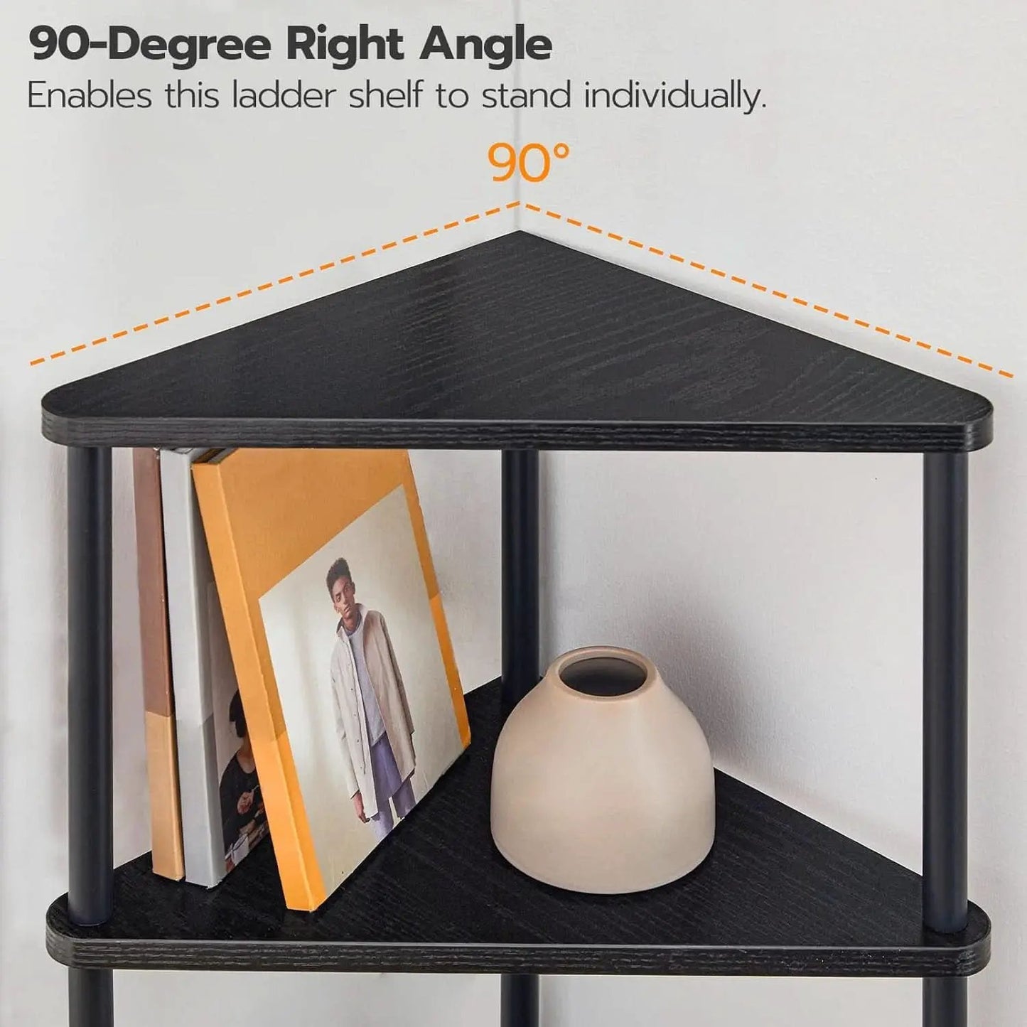 Industrial 5 Tier Corner Shelf Stand Black Metal Frame from PriceLows™