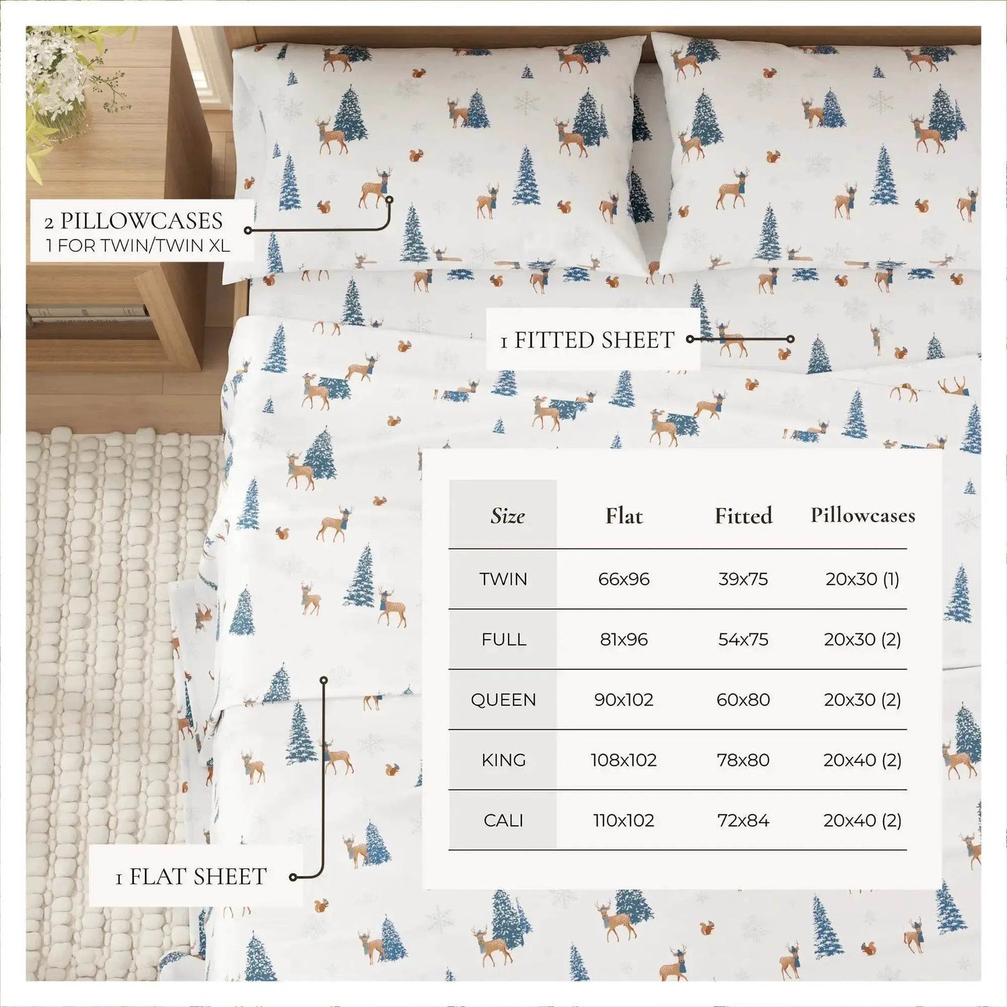 Turkish Cotton Christmas Flannel Sheet Set - Whittaker Collection from PriceLows™