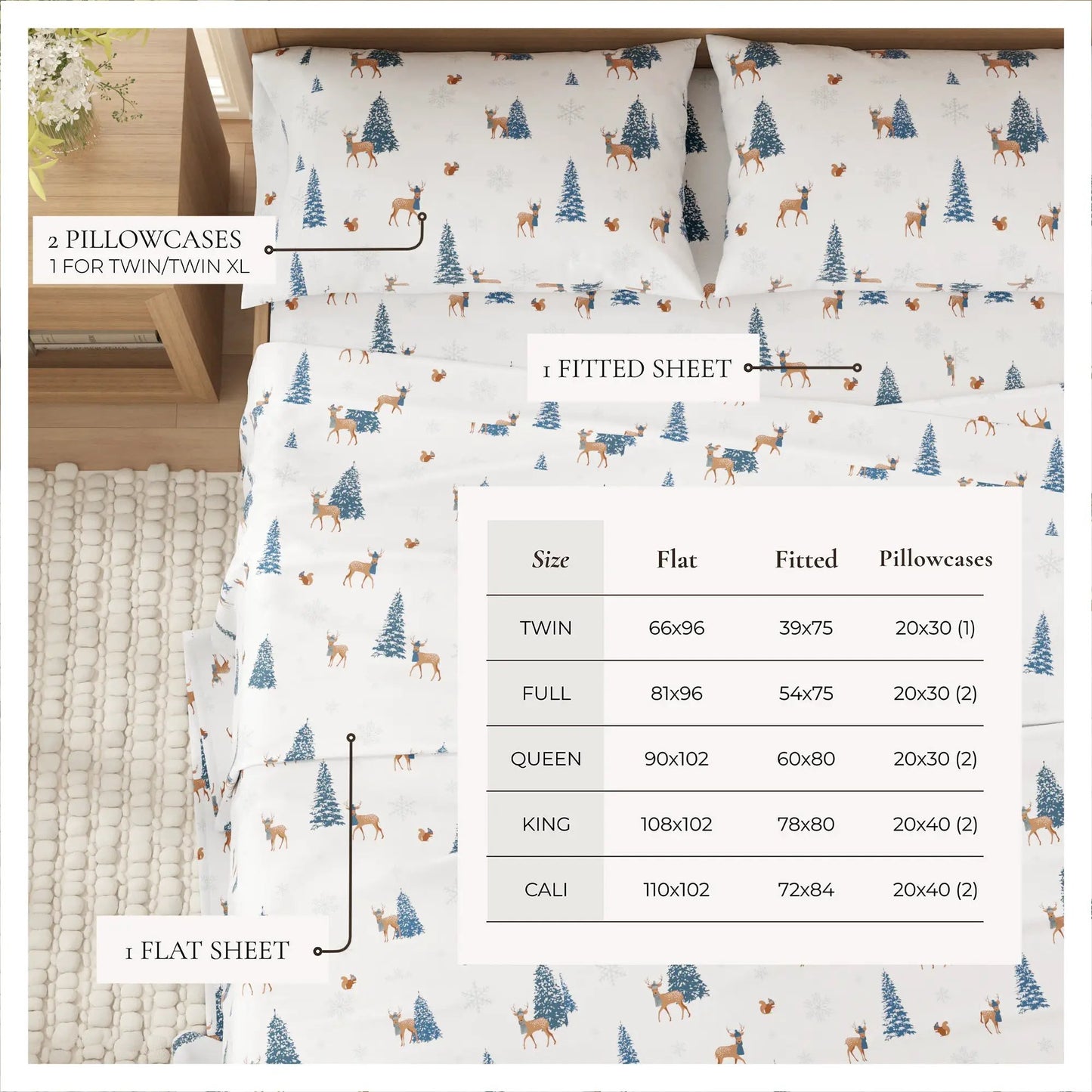 Turkish Cotton Christmas Flannel Sheet Set - Whittaker Collection from PriceLows™