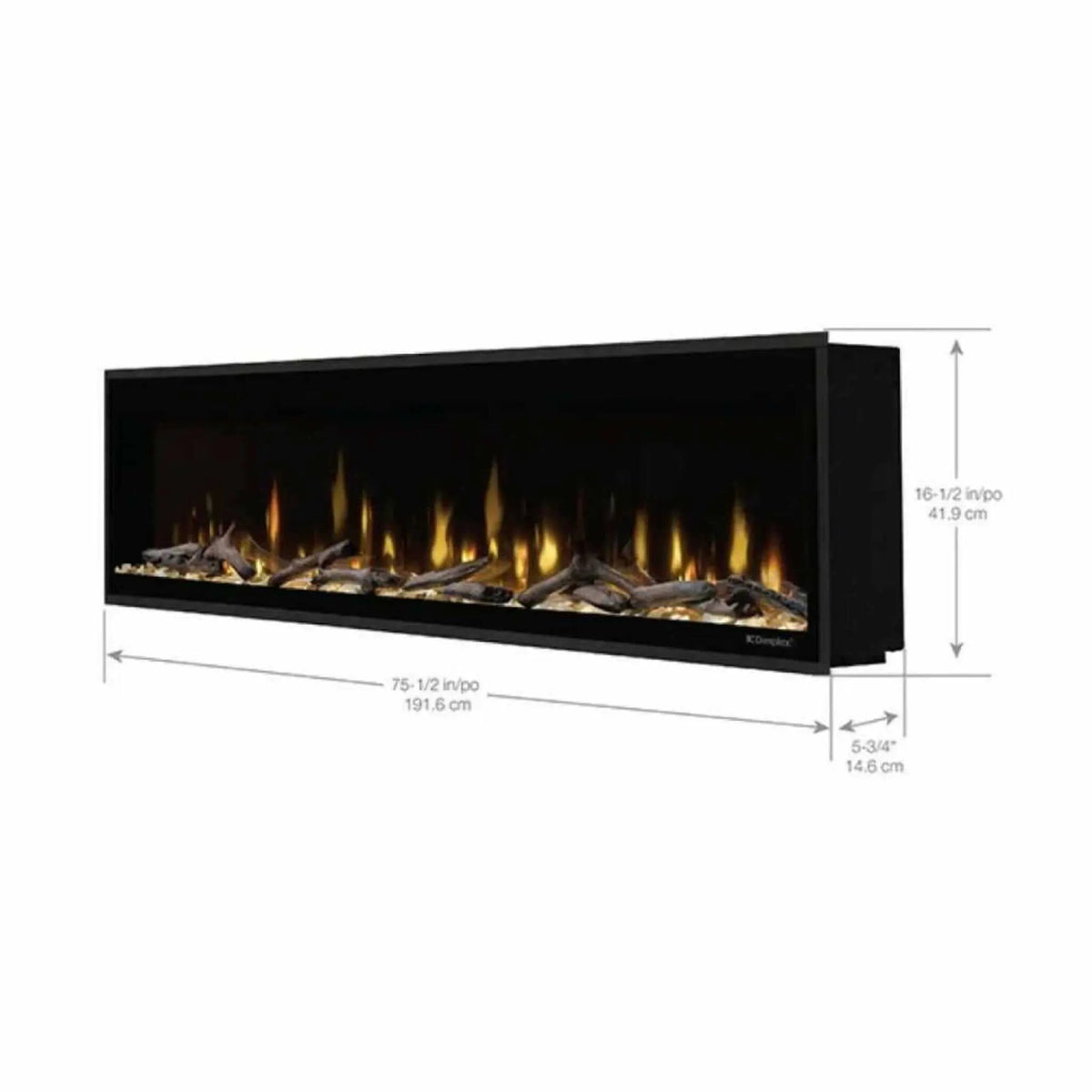 Built-In Linear Electric Fireplace | Dimplex Ignite Evolve | Frosted Tumbled Glass | 10,000 BTU Heat Boost