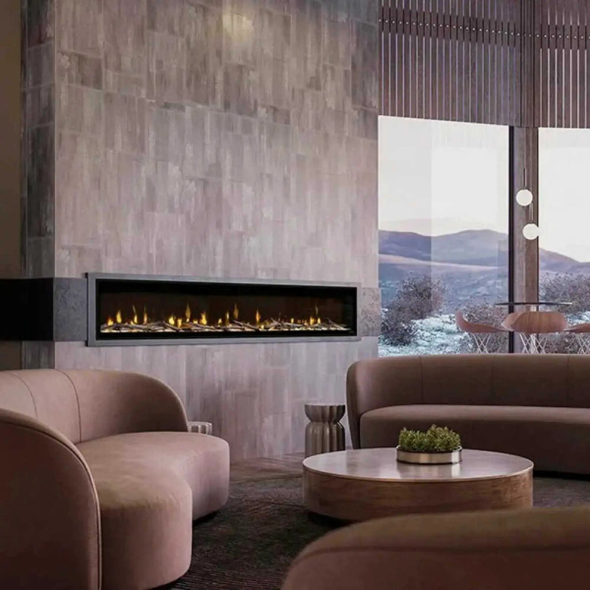 Built-In Linear Electric Fireplace | Dimplex Ignite Evolve | Frosted Tumbled Glass | 10,000 BTU Heat Boost