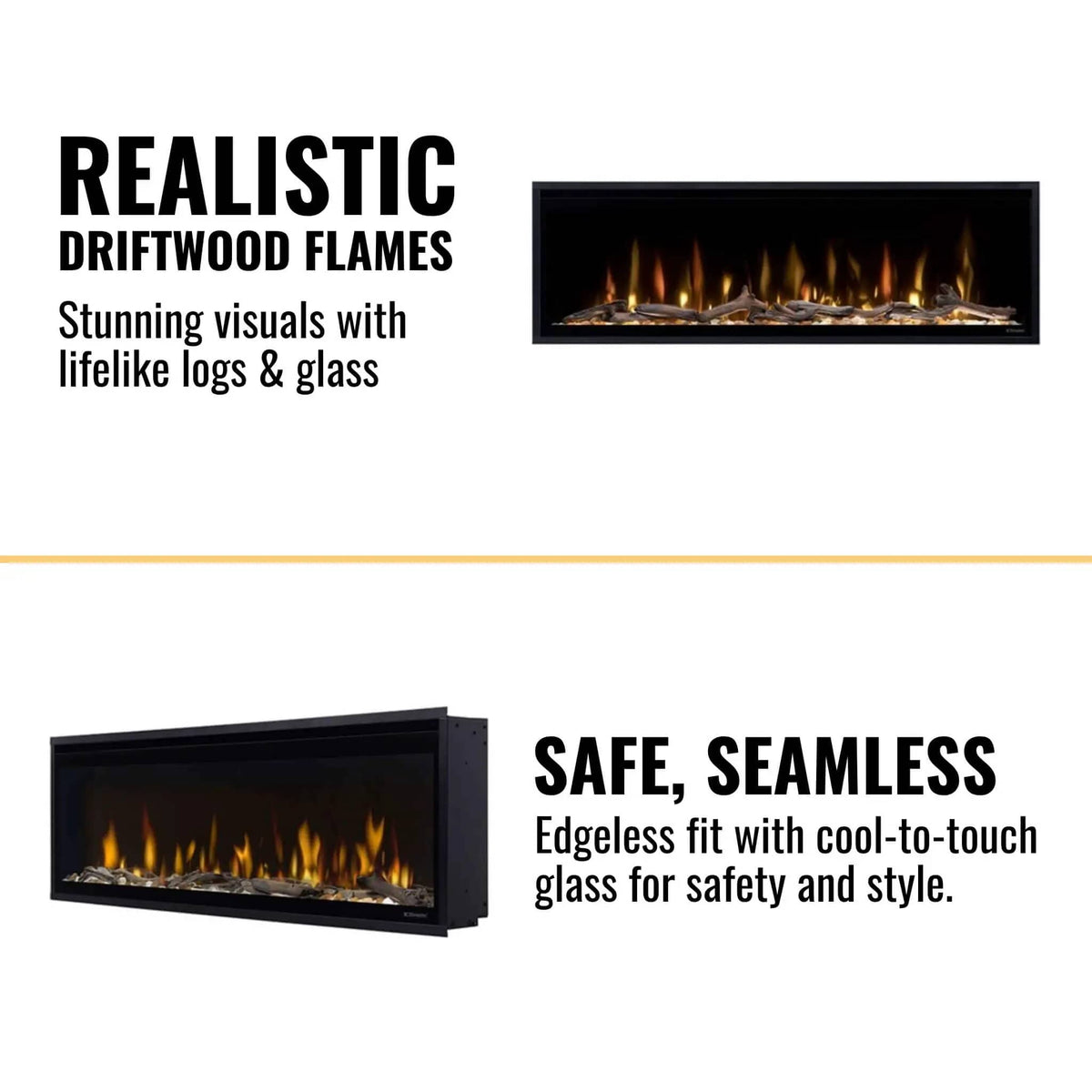Dimplex Ignite Evolve 50 Inch Premium Built In Linear Electric Fireplace With Trim | 50 Inch | Glass | Living Room