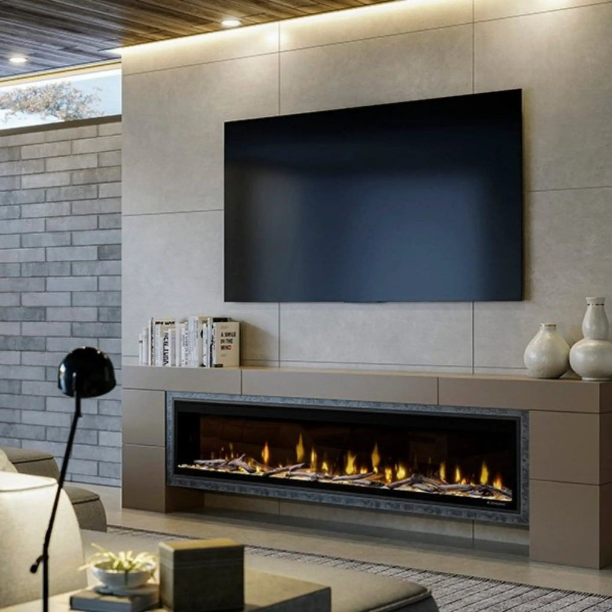 Dimplex Ignite Evolve 50 Inch Premium Built In Linear Electric Fireplace With Trim | 50 Inch | Glass | Living Room