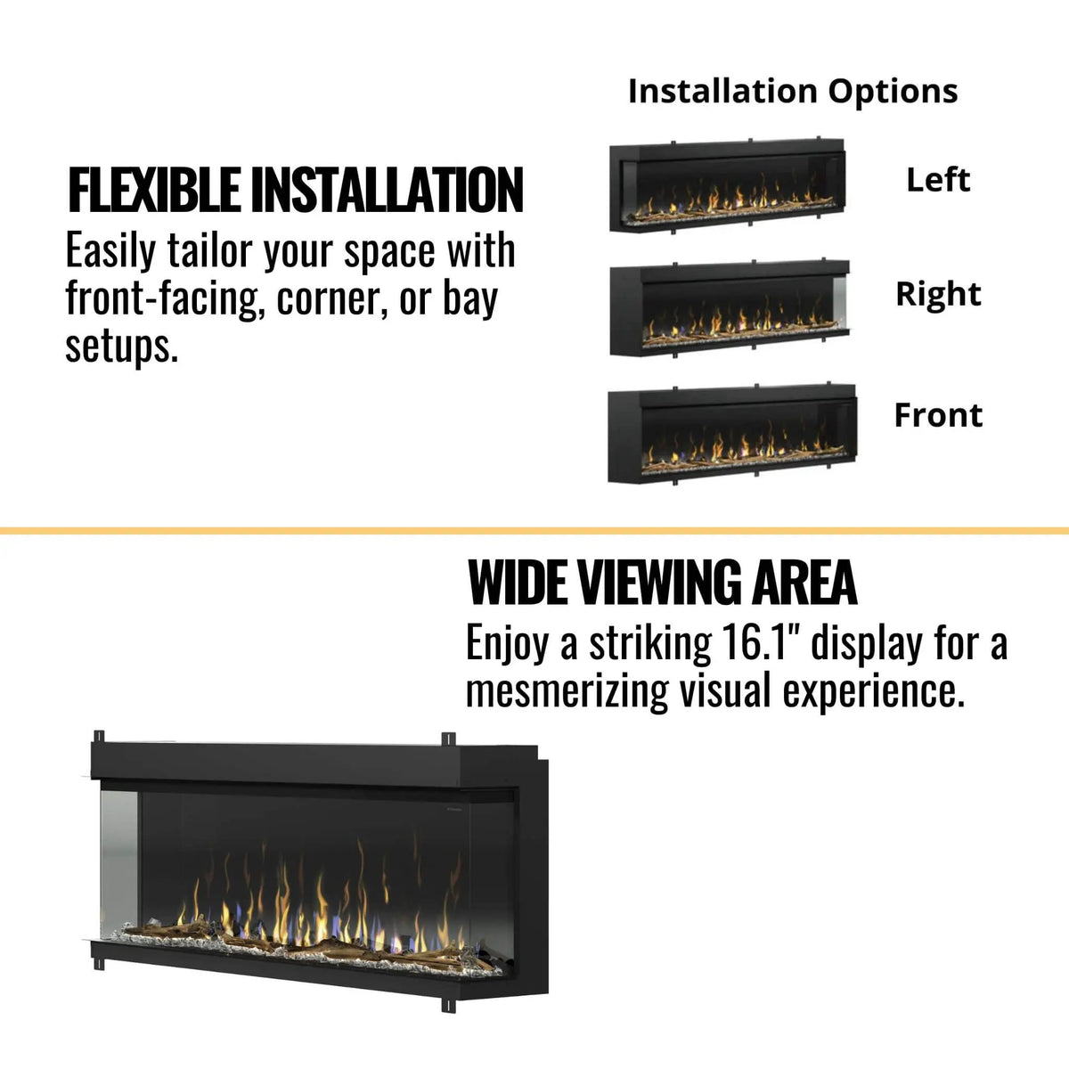 Built-In Linear Electric Fireplace | Dimplex IgniteXL Bold | 60 Inch Width | Multi-Color Flames