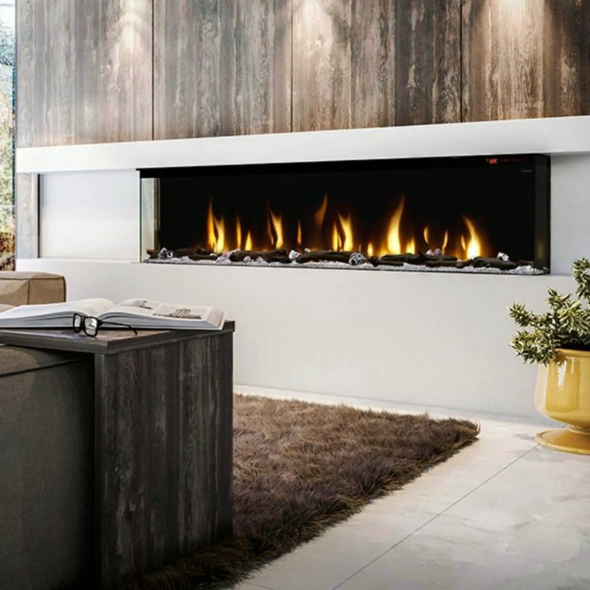Built-In Linear Electric Fireplace | Dimplex IgniteXL Bold | 74 Inch Deep Design | Multi-Color Flames