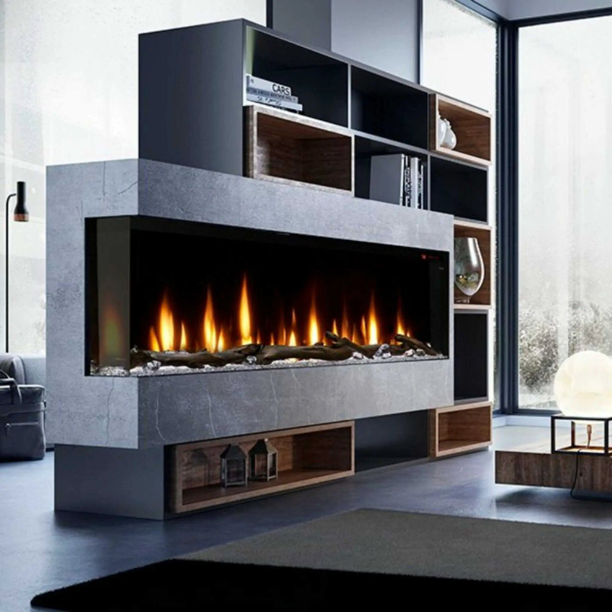 Built-In Linear Electric Fireplace | Dimplex IgniteXL Bold | 74 Inch Deep Design | Multi-Color Flames