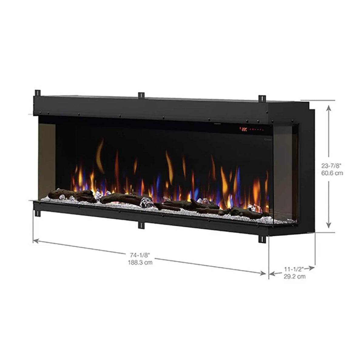Built-In Linear Electric Fireplace | Dimplex IgniteXL Bold | 74 Inch Deep Design | Multi-Color Flames