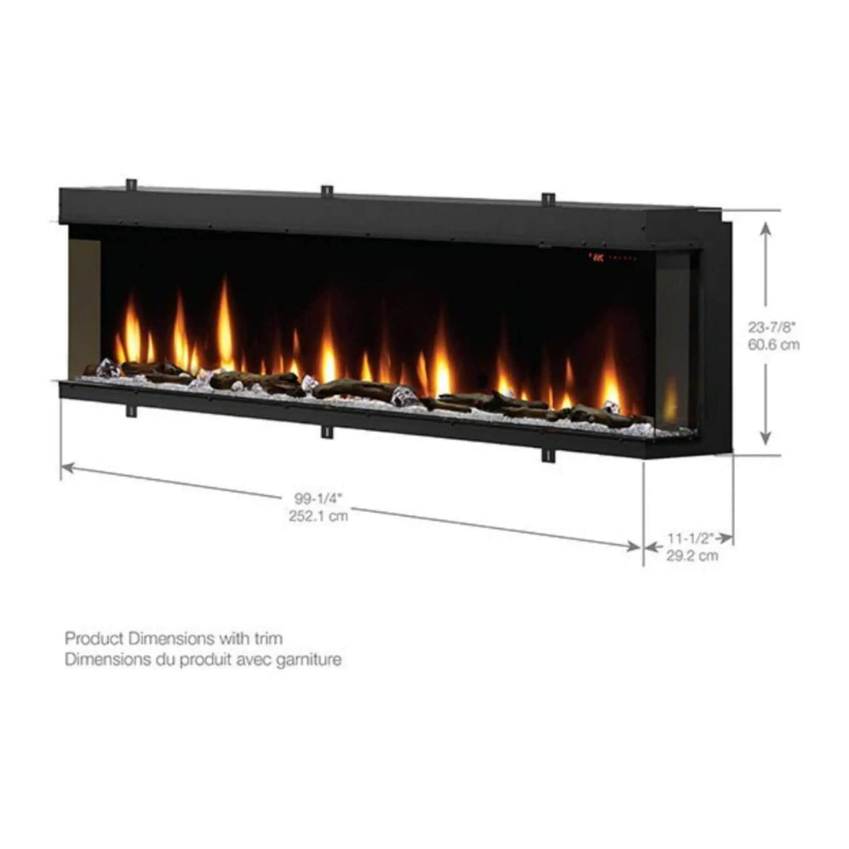 Dimplex IgniteXL Bold 100 Inch Smart Linear Multi Side View Built In Electric | 100 Inch | Electric Fireplace | Living Room