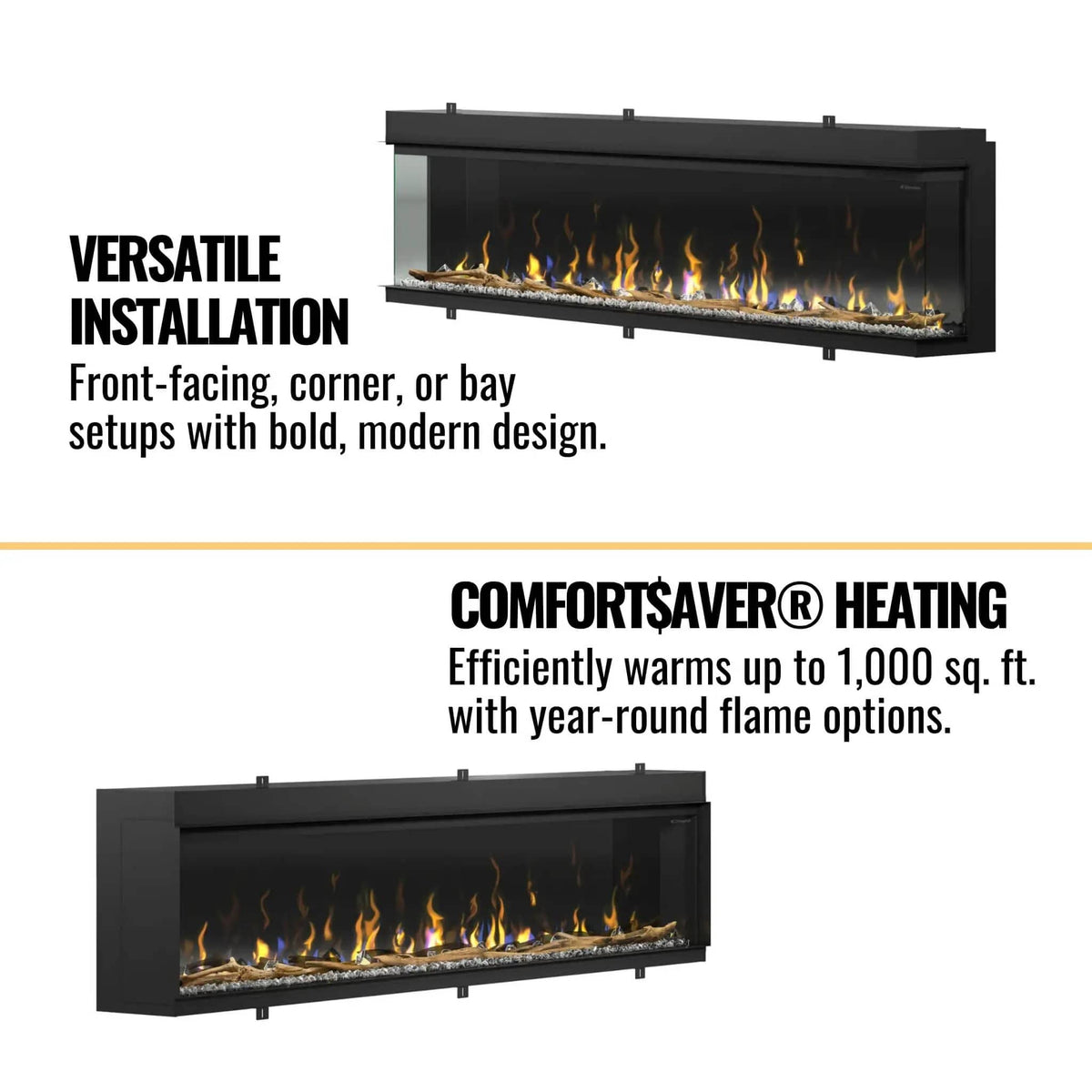 Dimplex IgniteXL Bold 100 Inch Smart Linear Multi Side View Built In Electric | 100 Inch | Electric Fireplace | Living Room