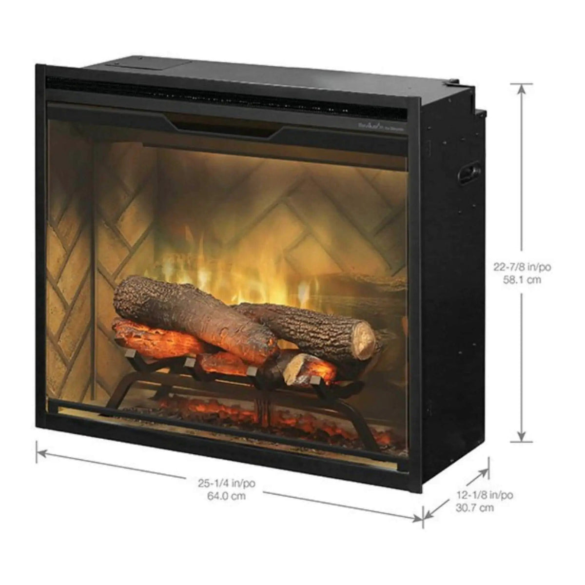Dimplex Revillusion Herringbone Brick Built-In Electric Firebox With Front Glass | Glass | Electric Fireplace | Living Room