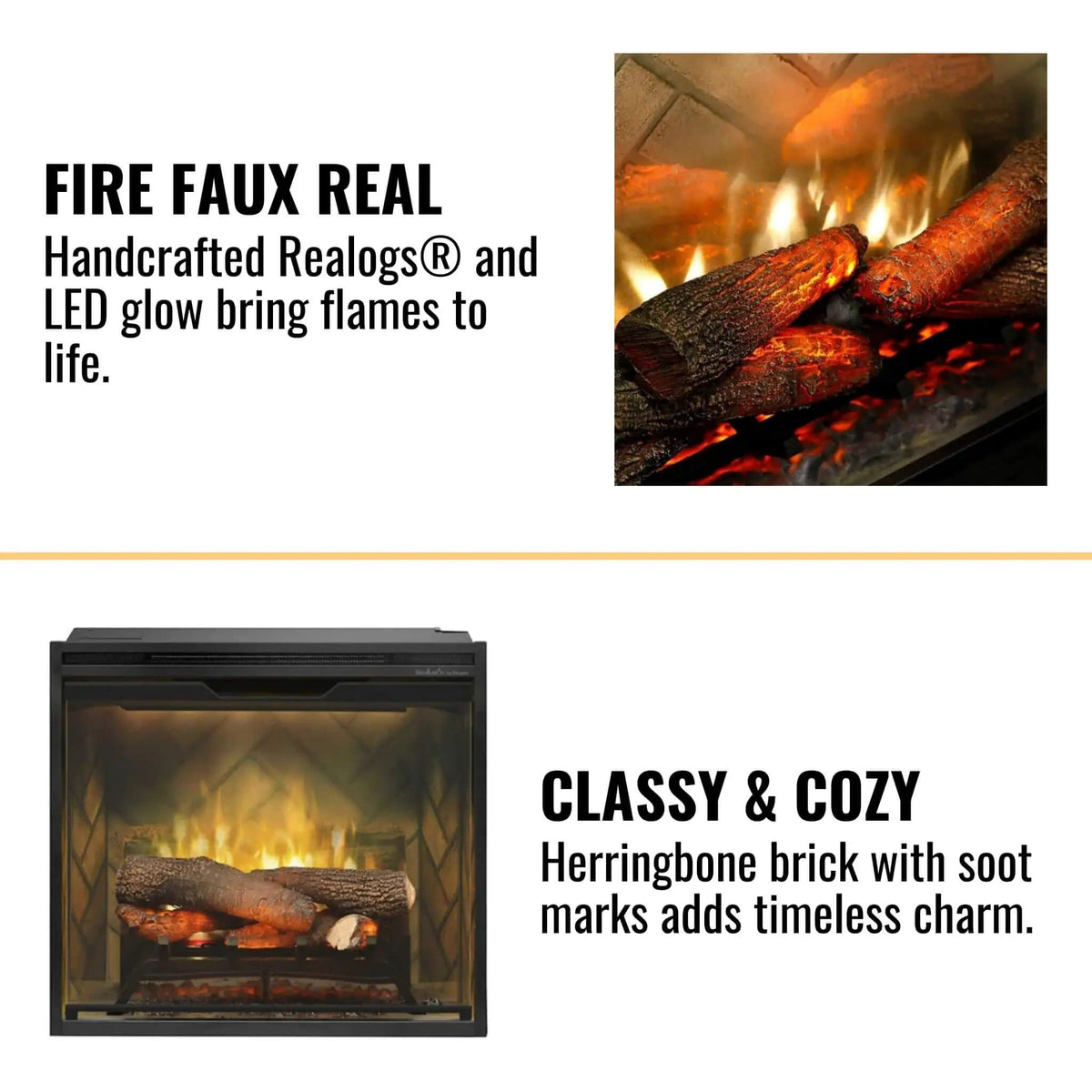 Dimplex Revillusion Herringbone Brick Built-In Electric Firebox With Front Glass | Glass | Electric Fireplace | Living Room