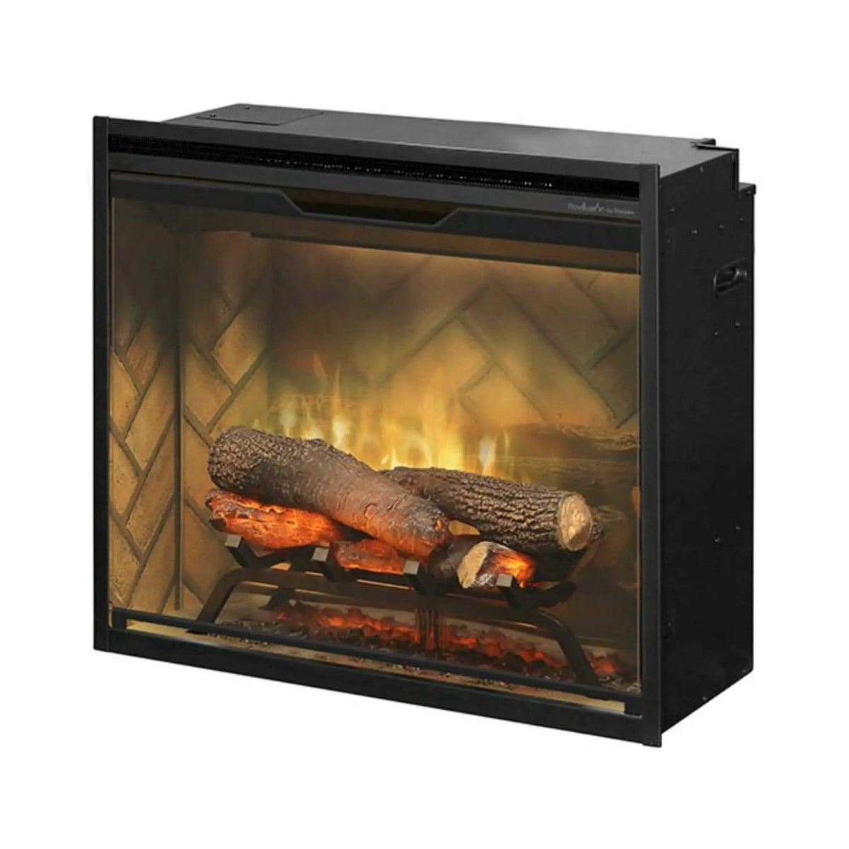 Dimplex Revillusion Herringbone Brick Built-In Electric Firebox With Front Glass | Glass | Electric Fireplace | Living Room