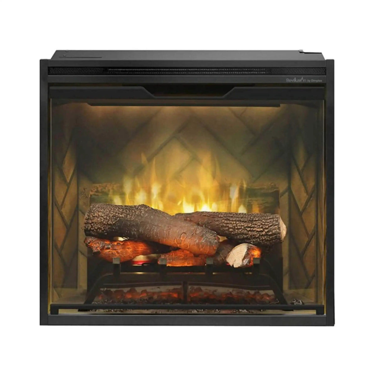 Dimplex Revillusion Herringbone Brick Built-In Electric Firebox With Front Glass | Glass | Electric Fireplace | Living Room