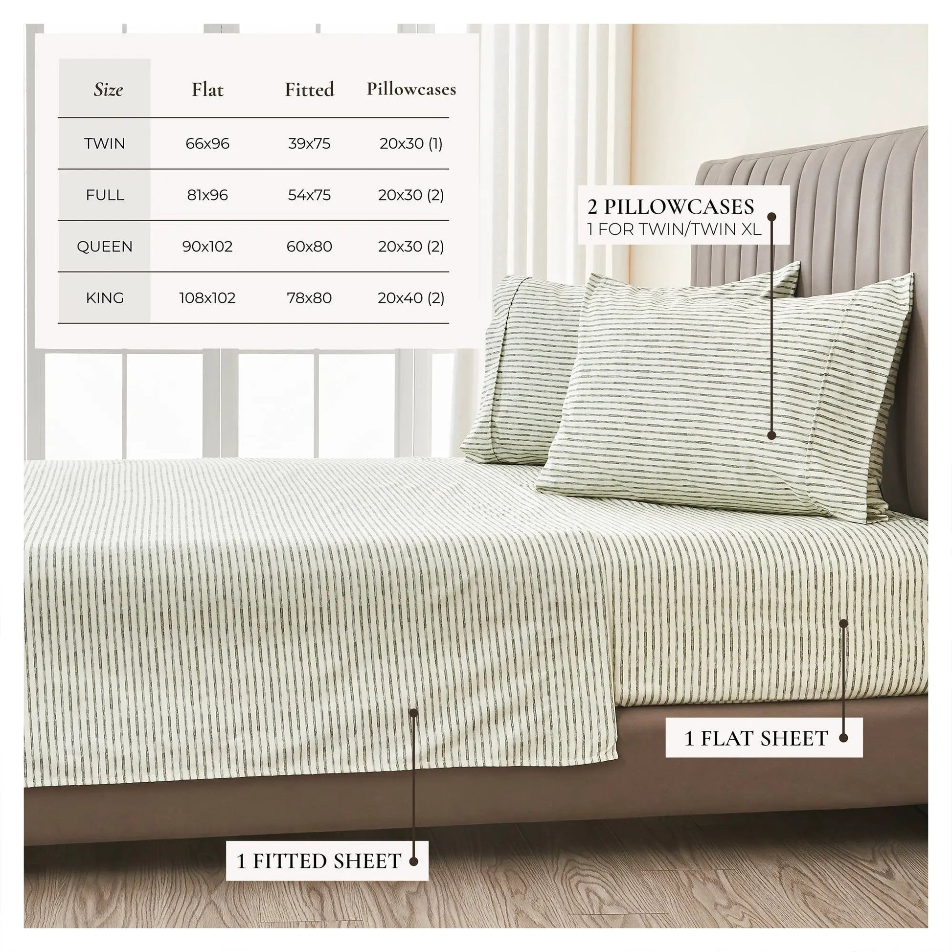 Striped Sheet Set - Evette Collection from PriceLows™