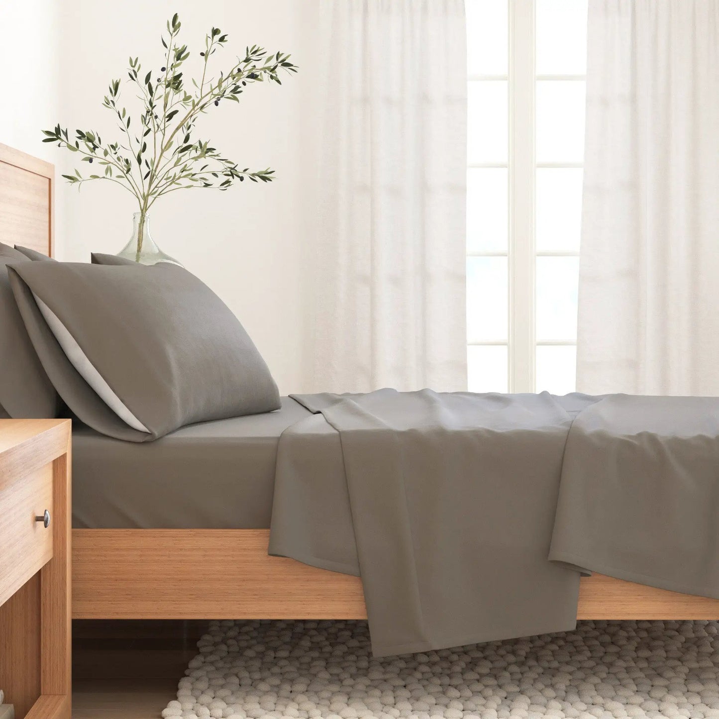 Cotton Solid Flannel Sheet - Nordic Collection from PriceLows™